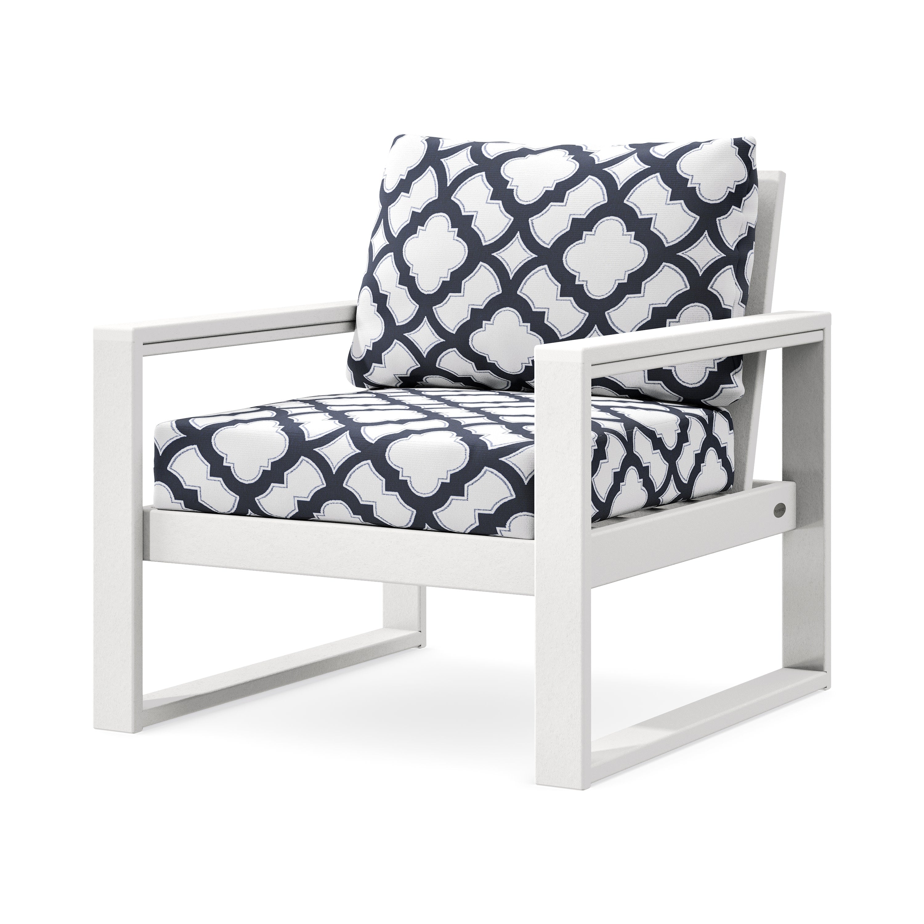 EDGE Club Chair in White / Trellis Navy