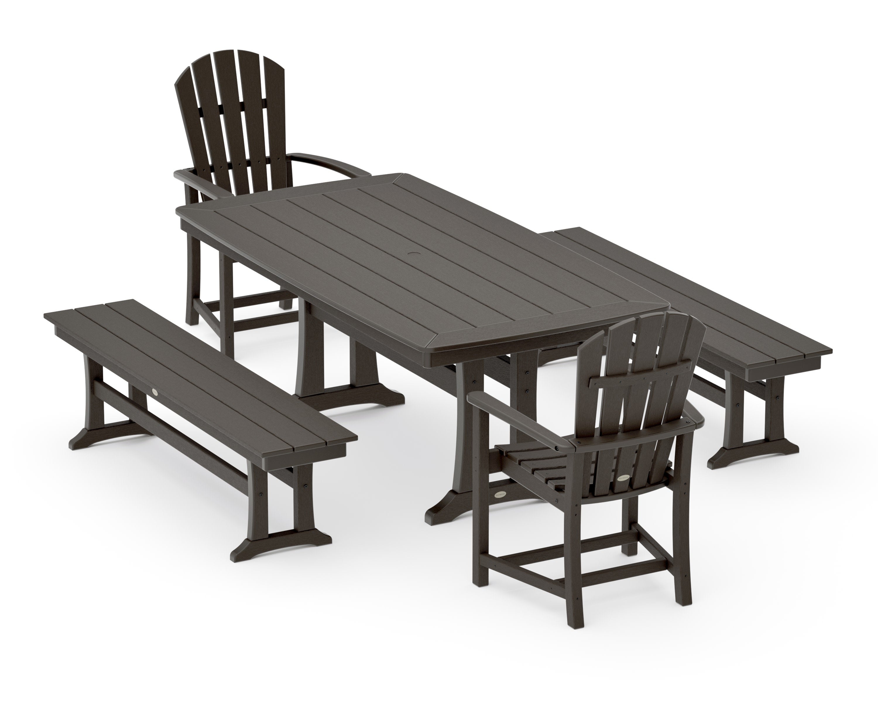 Palm Coast 5-Piece Dining Set with Trestle Legs in Vintage Coffee