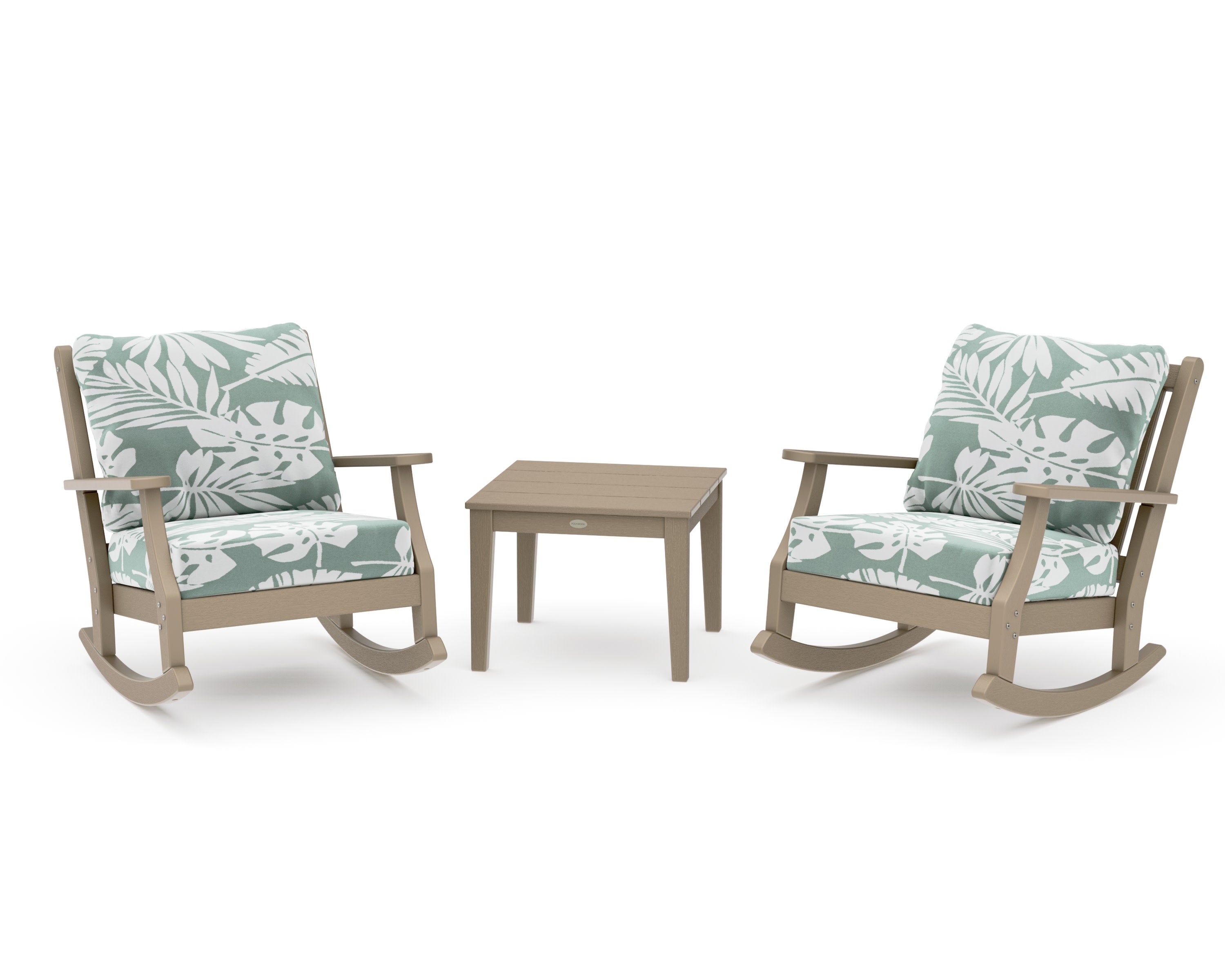 Wovendale 3-Piece Deep Seating Rocker Set in Vintage Sahara / Leaf Glacier Spa
