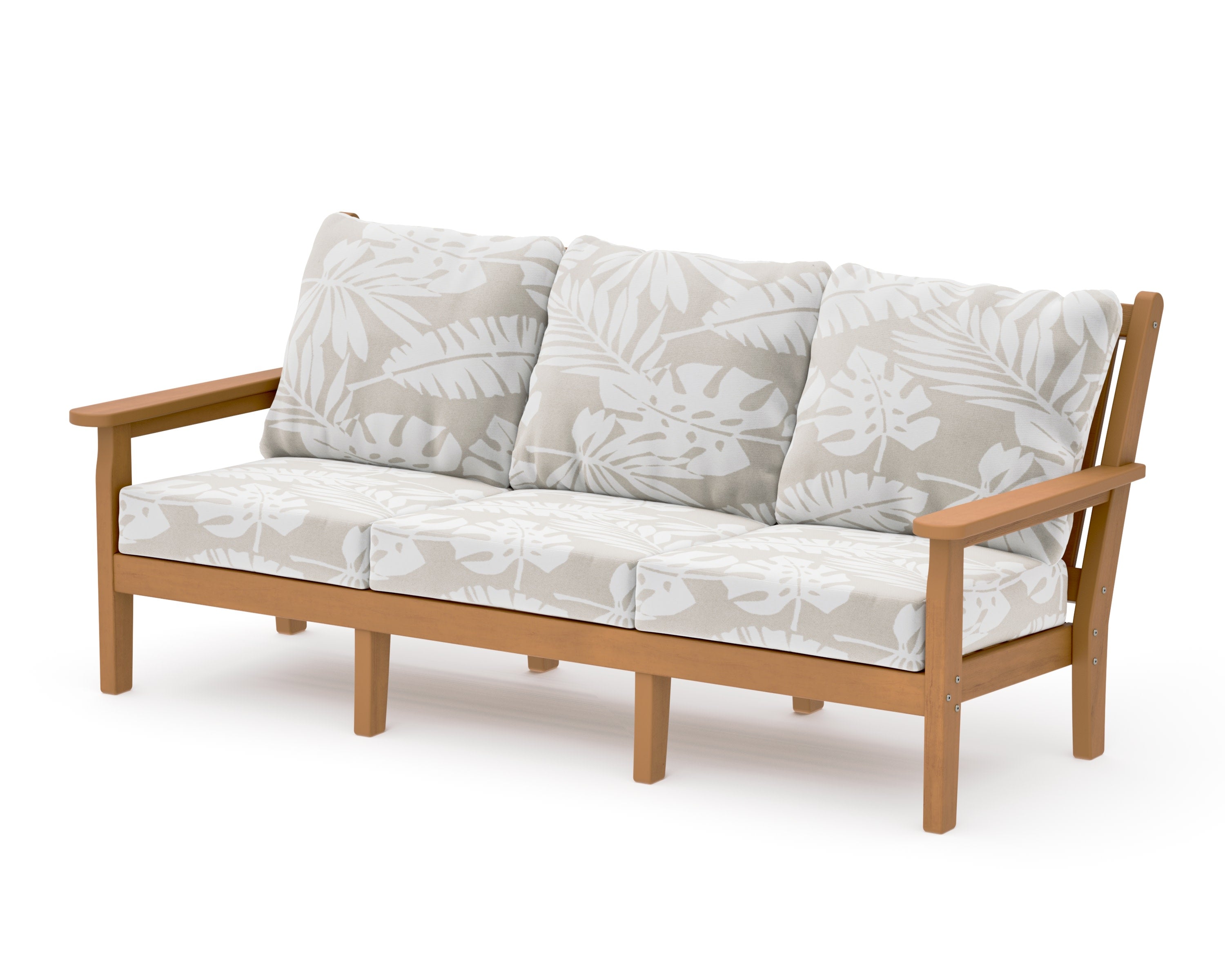 Chippendale Deep Seating Sofa in Natural / Leaf Dune Burlap