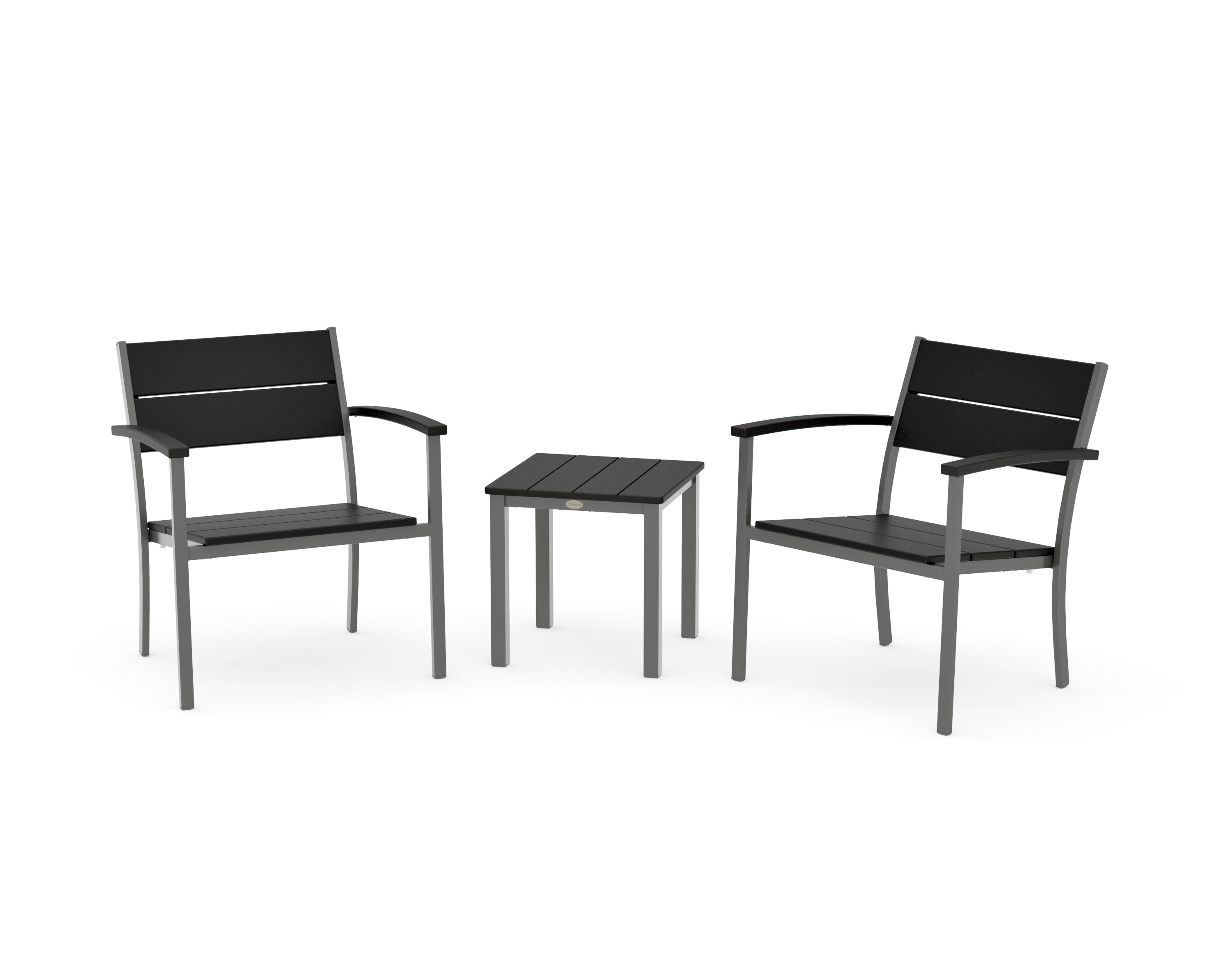 Main Street 3-Piece Lounge Chair Set in Charcoal / Black