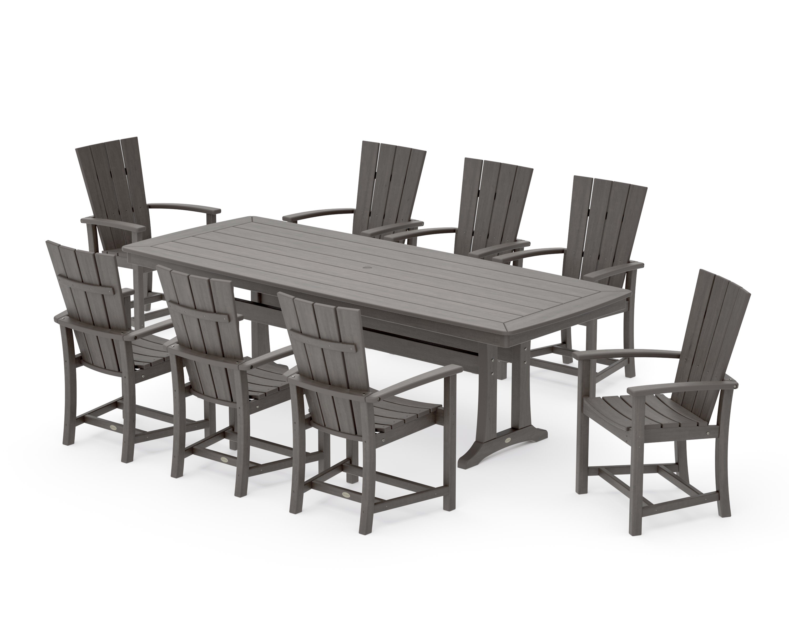 Quattro Adirondack 9-Piece Dining Set with Trestle Legs in Driftwood