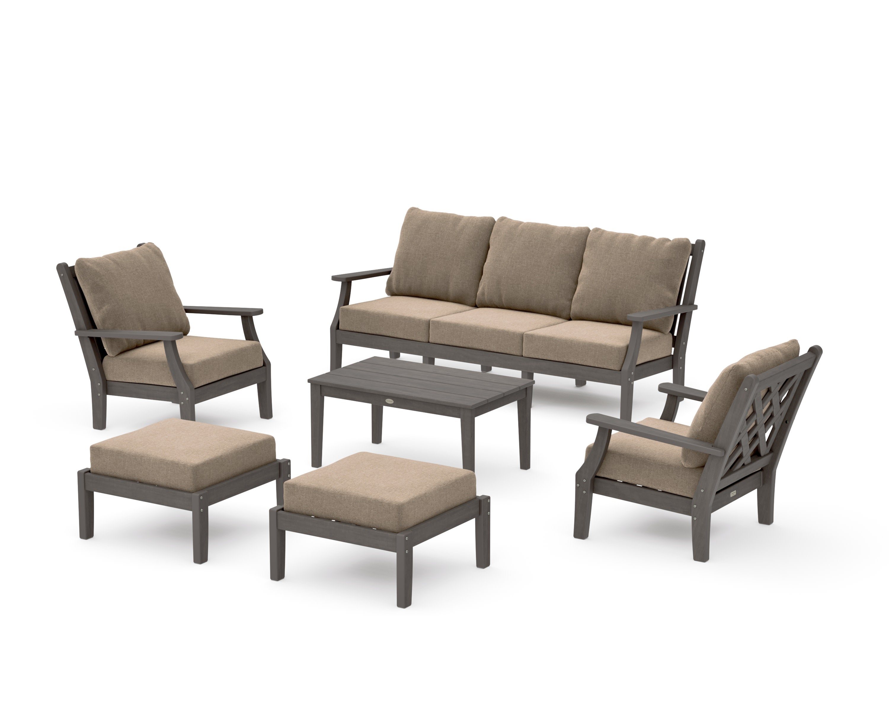 Wovendale 6-Piece Lounge Sofa Set in Driftwood / Spiced Burlap