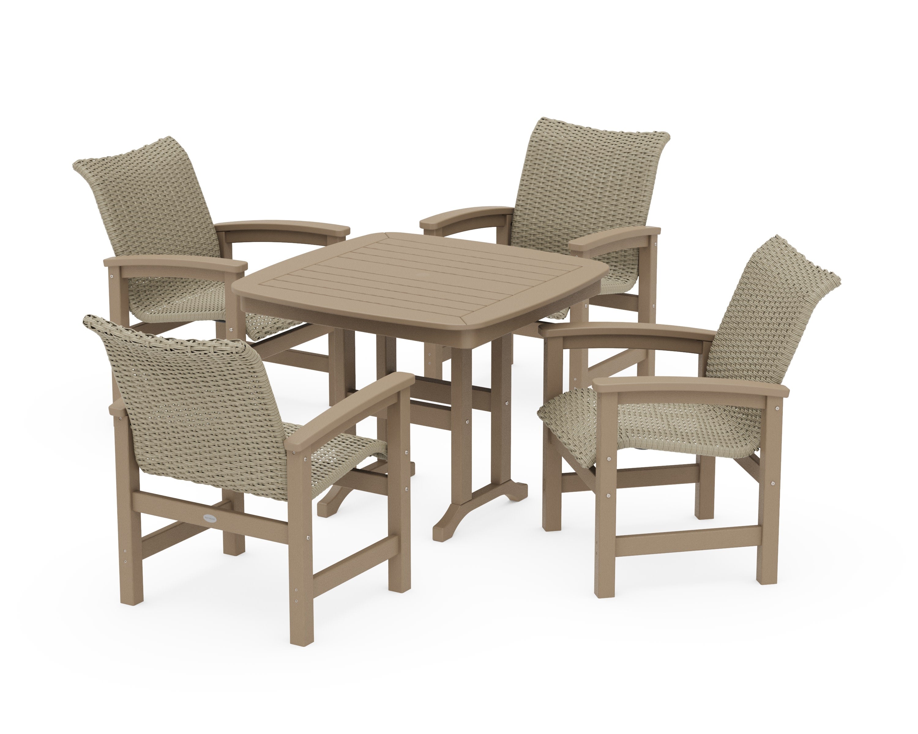 Coastal Woven 5-Piece Dining Set in Vintage Sahara / Dune Grass