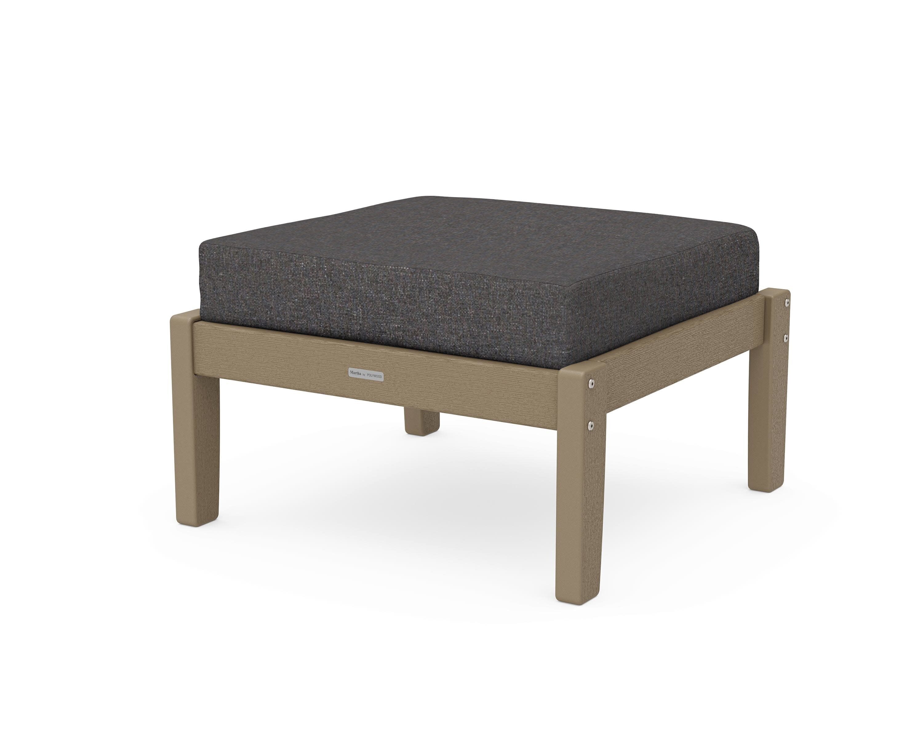 Chinoiserie Deep Seating Ottoman in Vintage Sahara / Ash Charcoal