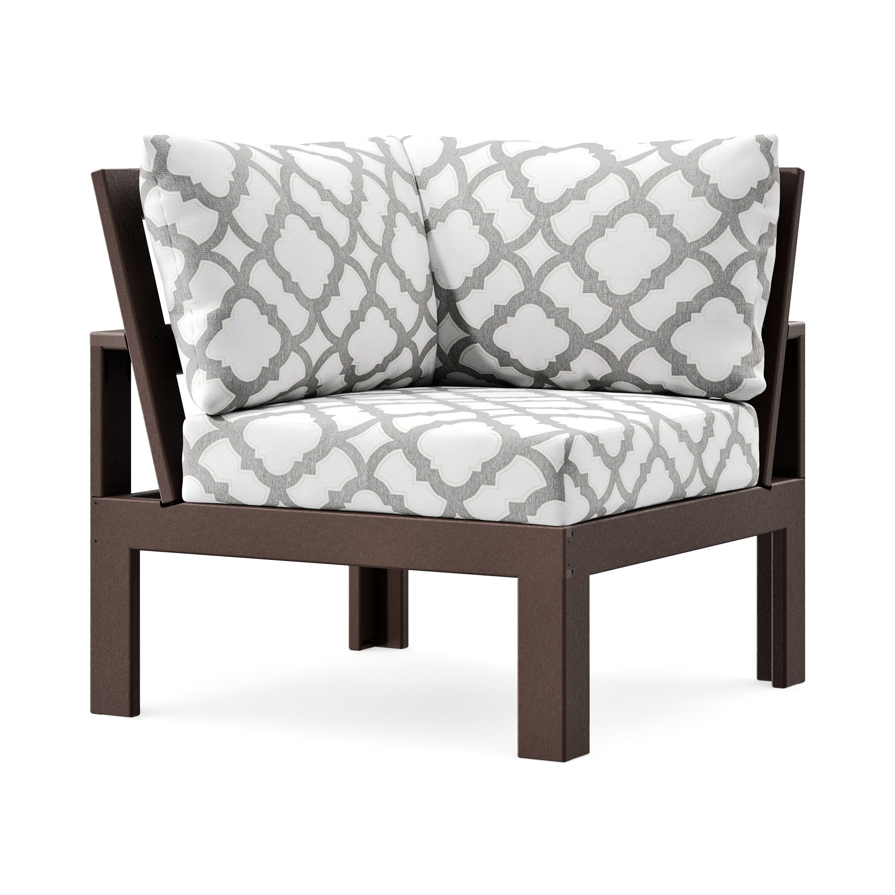 Modular Corner Chair in Mahogany / Trellis Grey Mist