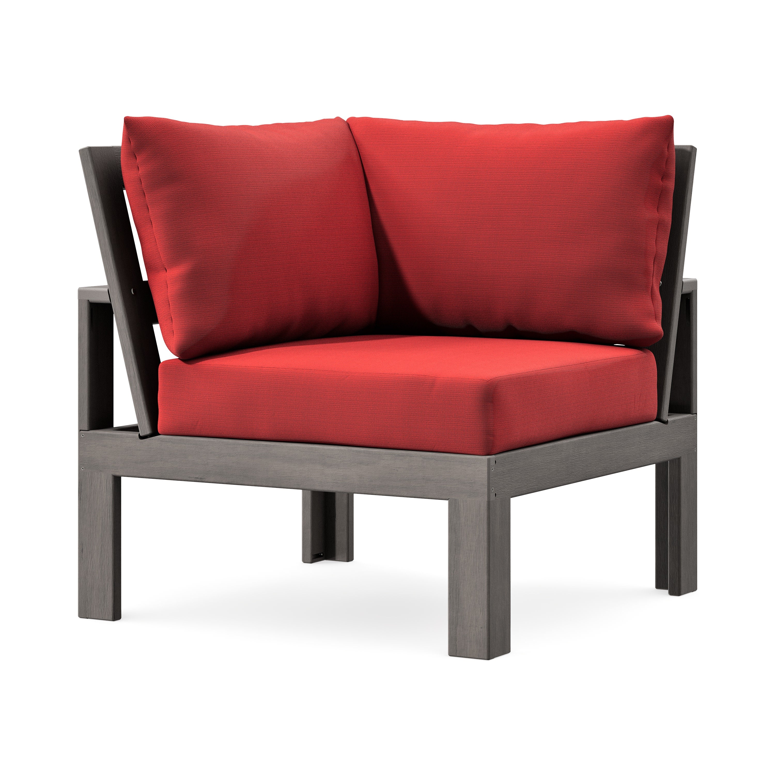 Modular Corner Chair in Driftwood / Crimson Linen