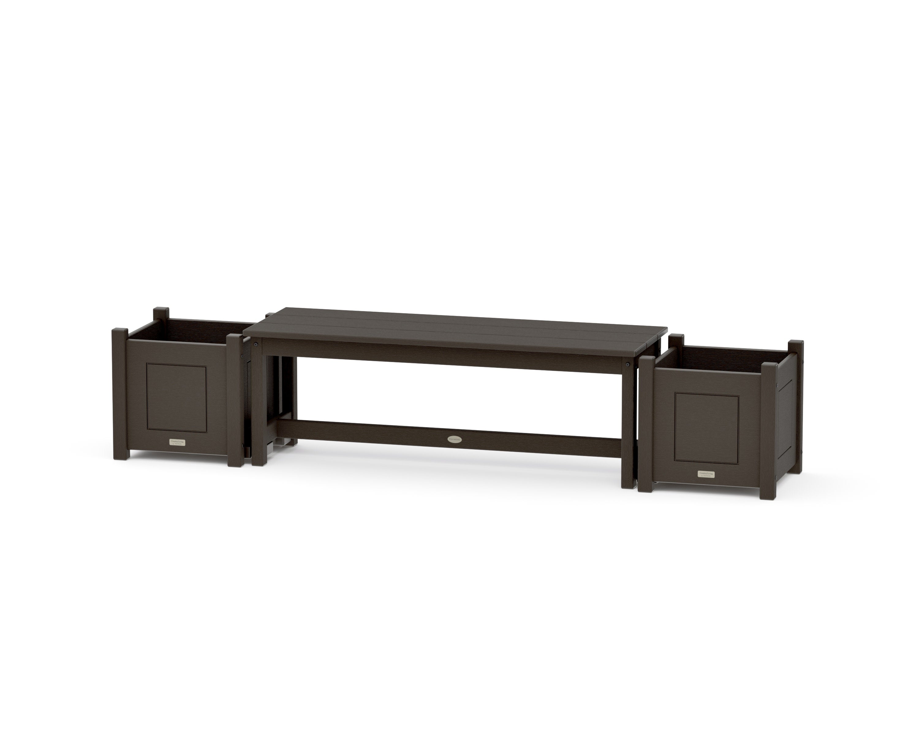 48" Country Living Straight Planter Bench Set in Vintage Coffee