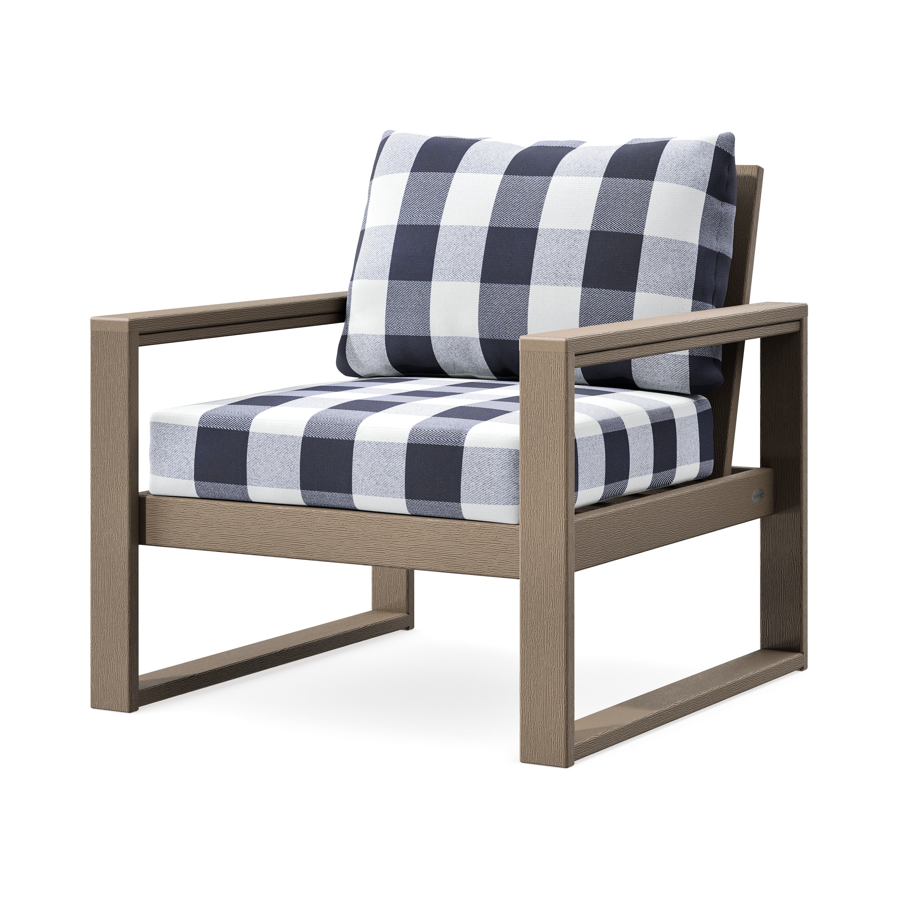 EDGE Club Chair in Vintage Sahara / Buffalo Plaid Navy