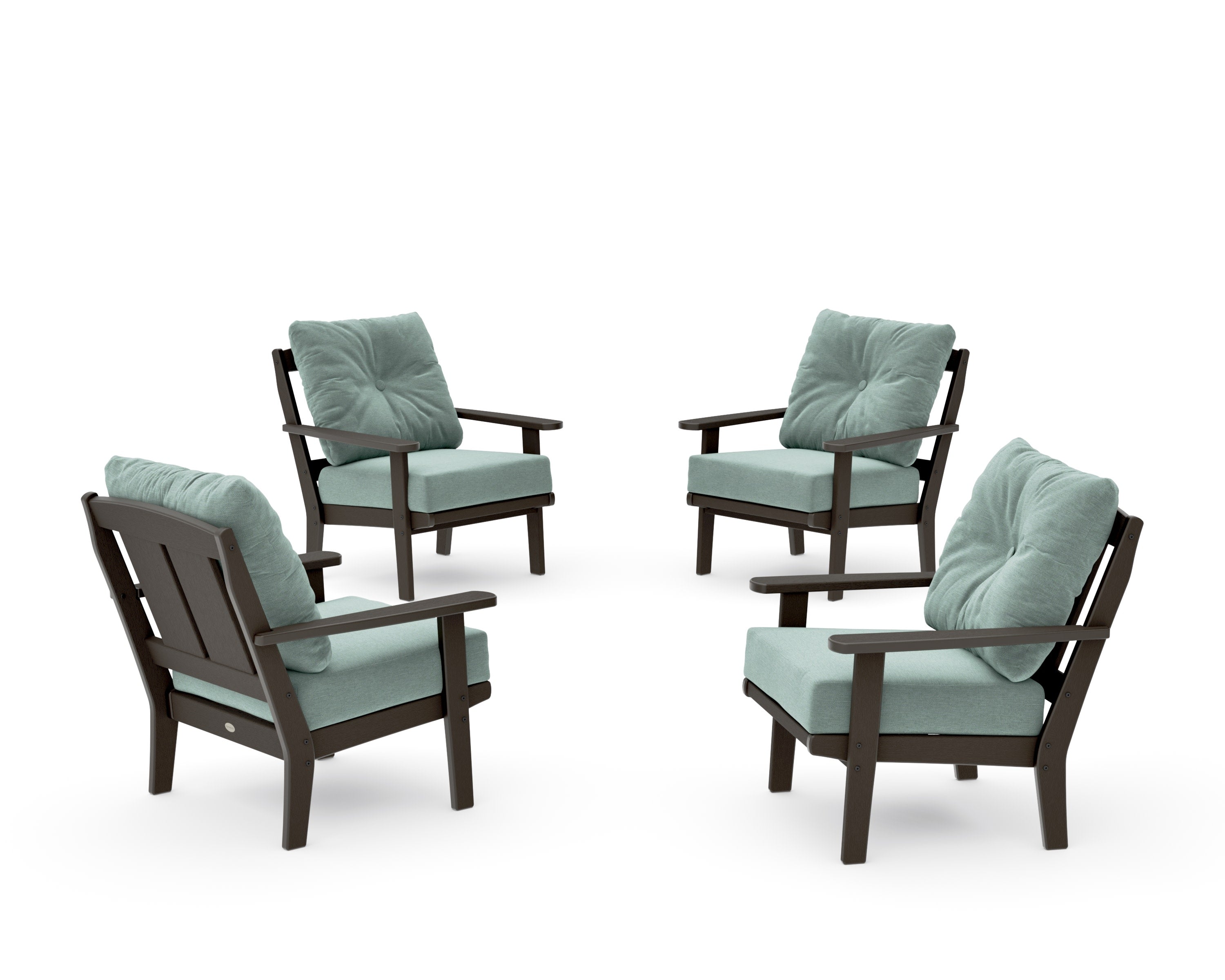 Mission 5-Piece Deep Seating Set with Fire Pit Table in Vintage Coffee / Glacier Spa