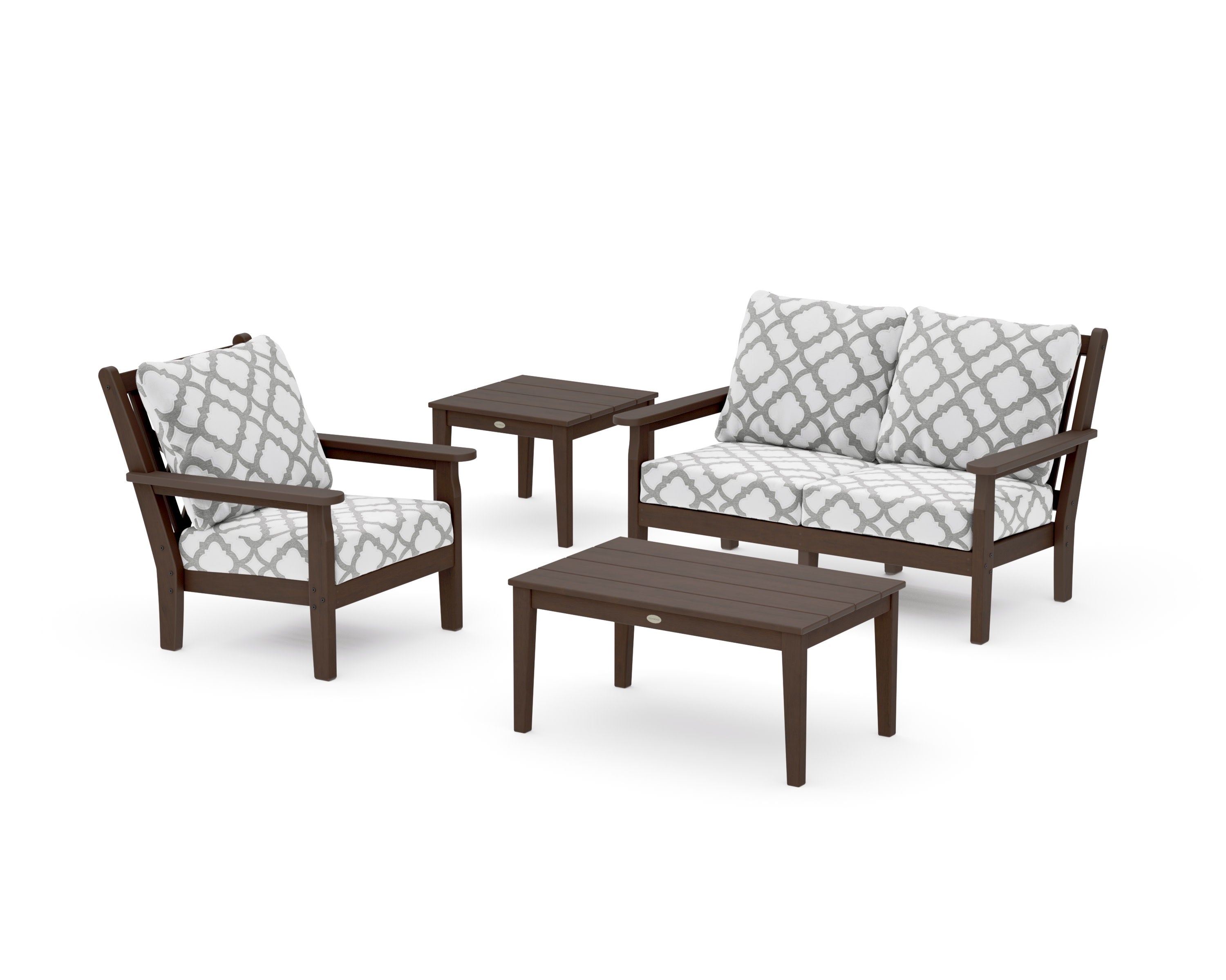 Chippendale 4-Piece Deep Seating Set in Kona / Trellis Grey Mist