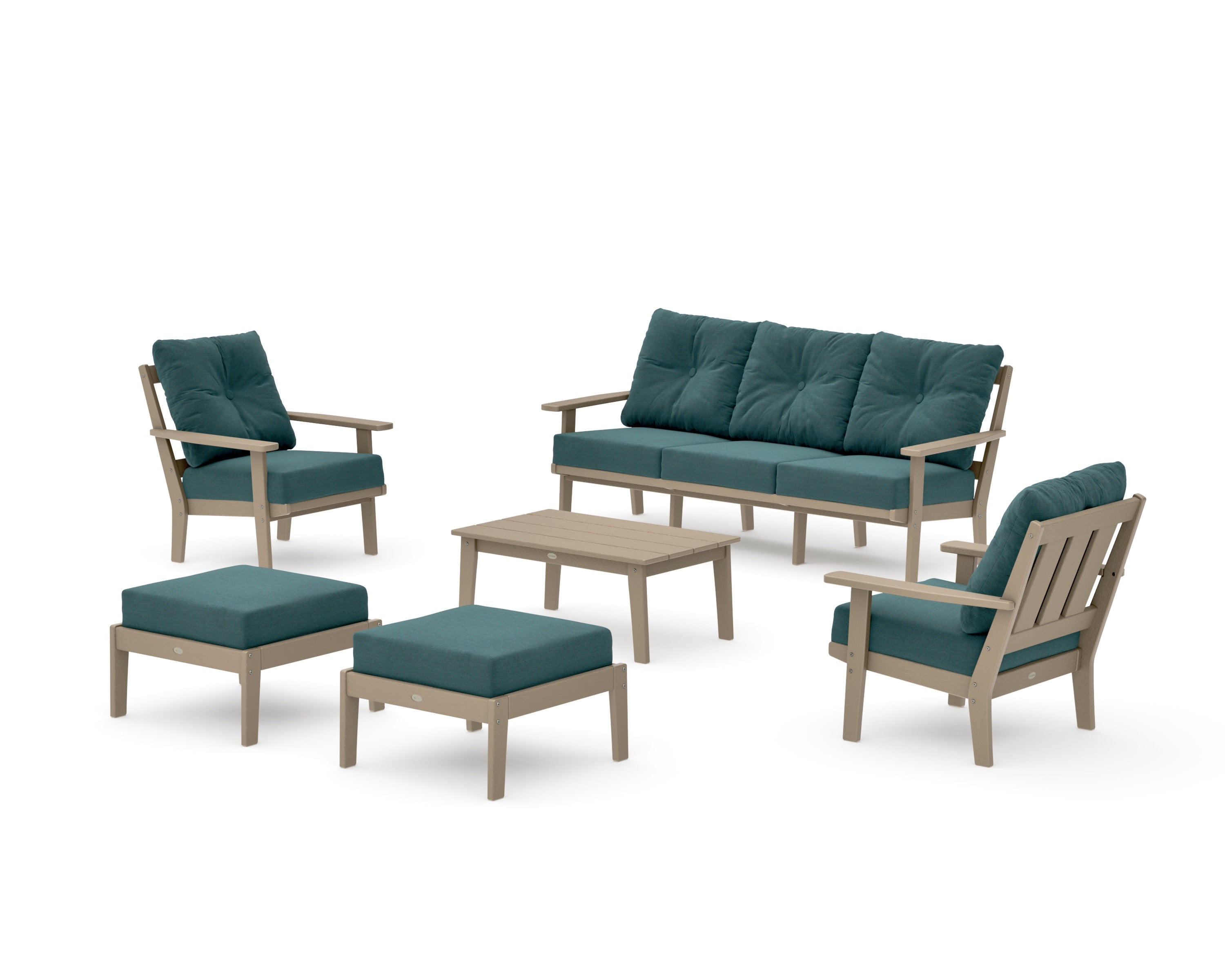 Oxford 6-Piece Lounge Sofa Set in Vintage Sahara / Ocean Teal