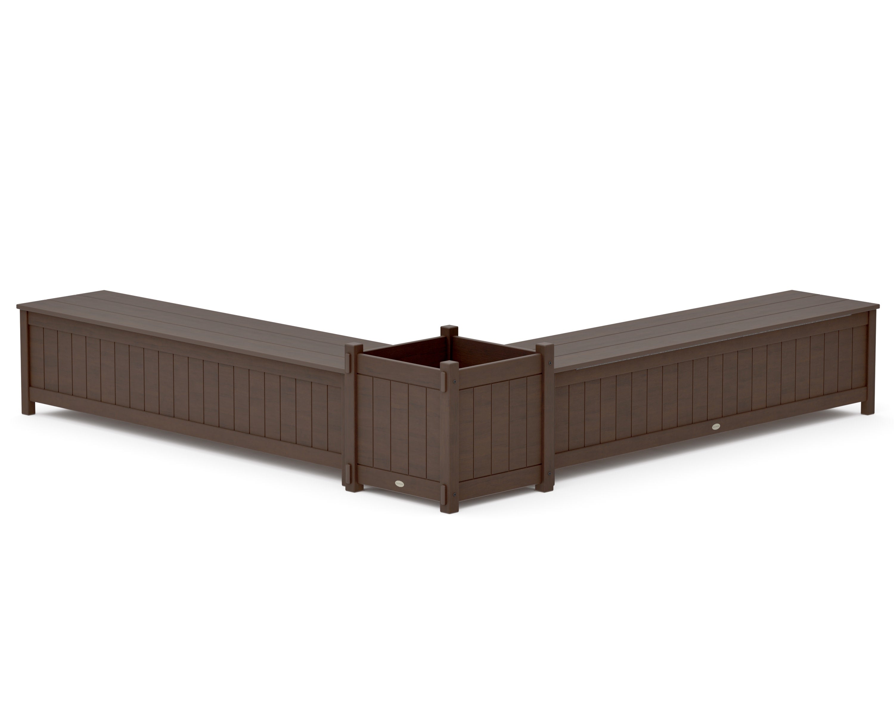 72" Vineyard L- Shaped Planter Storage Bench Set- Large in Kona