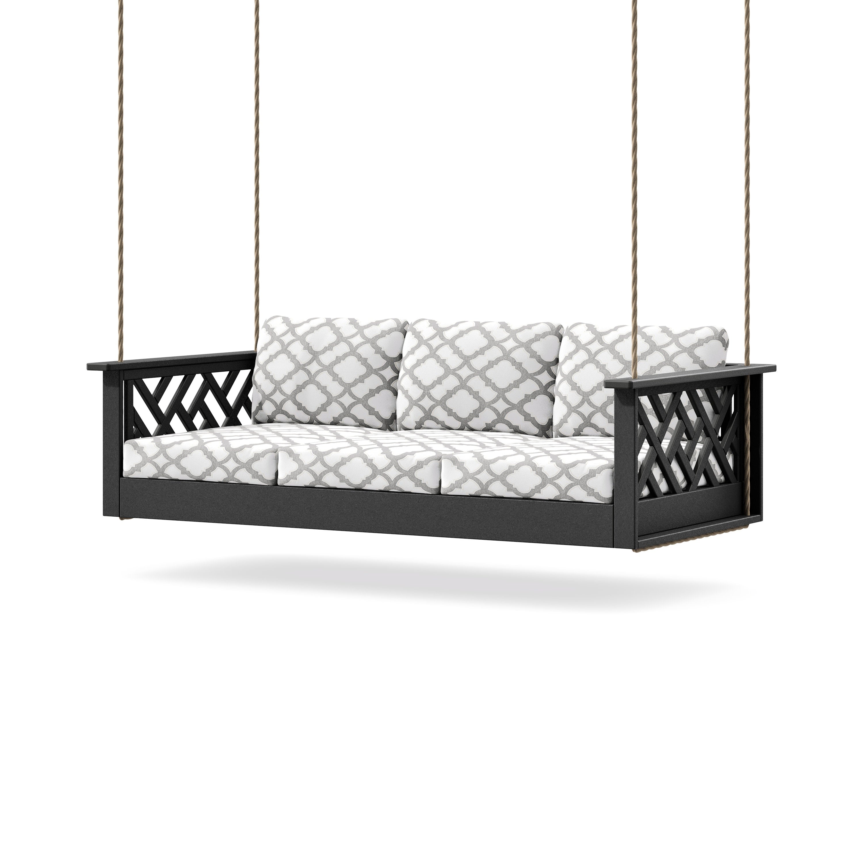 Chippendale Daybed Swing in Black / Trellis Grey Mist