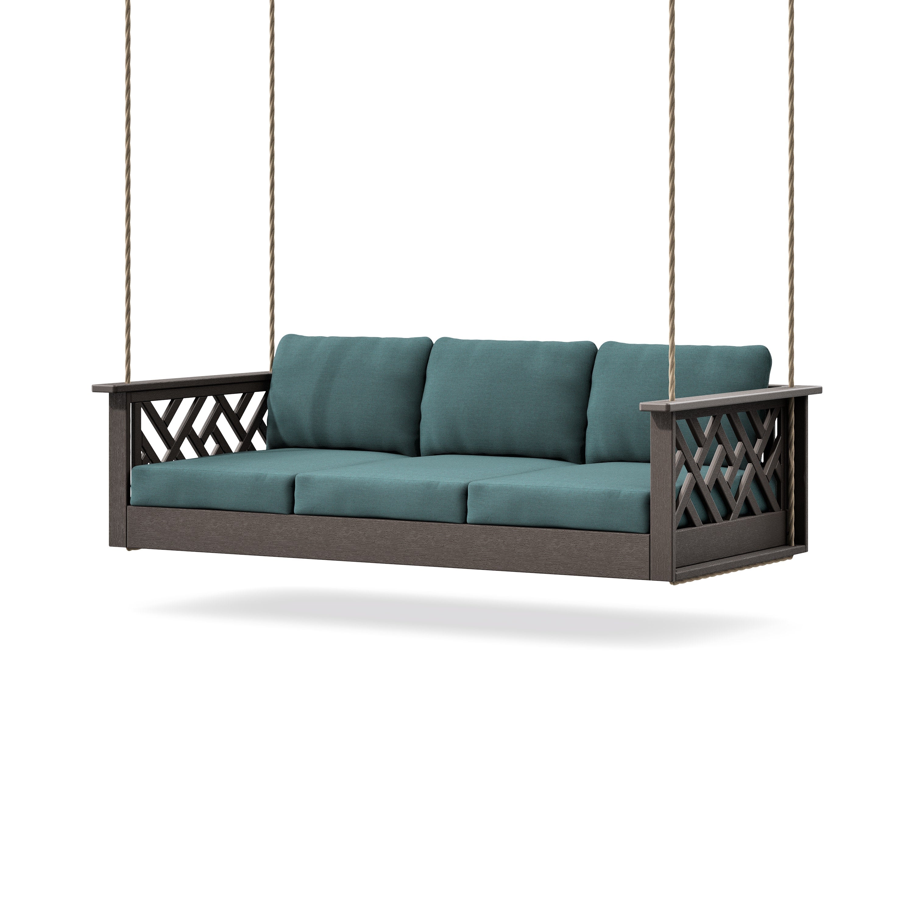 Chippendale Daybed Swing in Vintage Coffee / Ocean Teal
