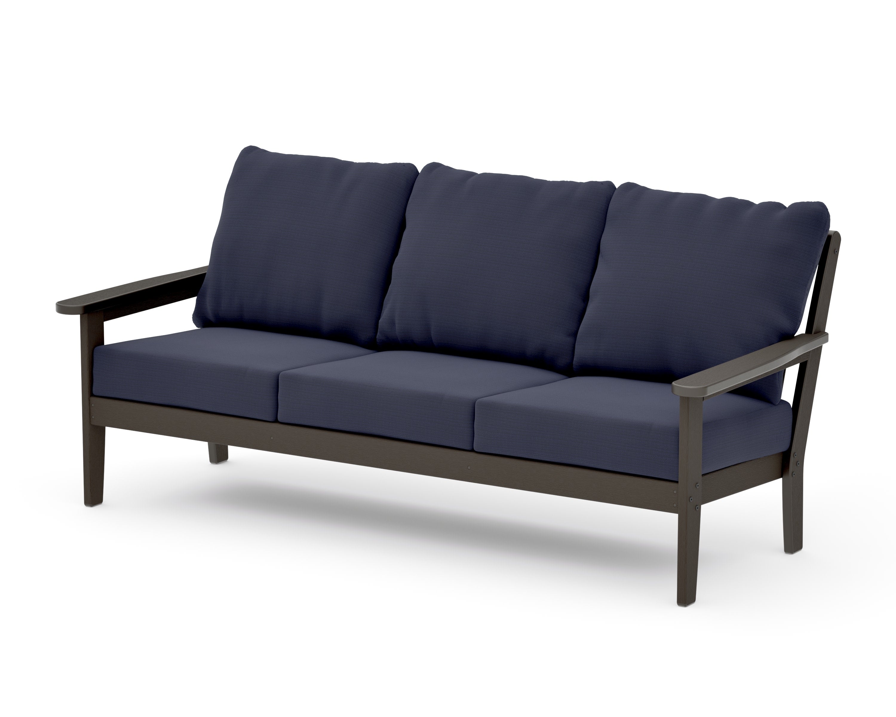 Cottage Deep Seating Sofa in Vintage Coffee / Navy Linen