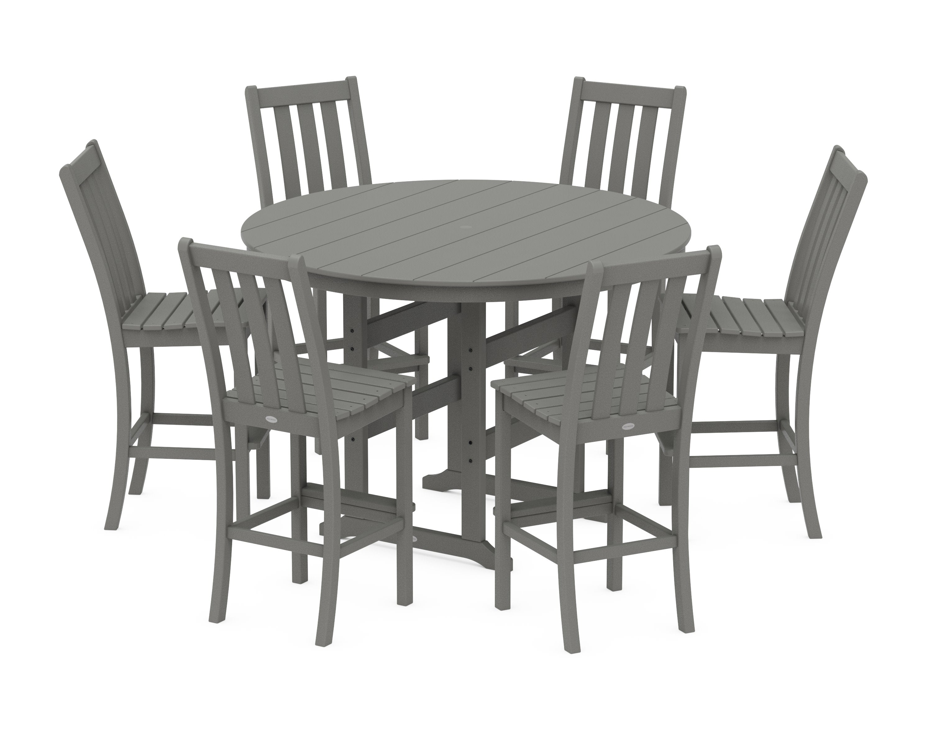 Vineyard 7-Piece Side Chair Round Farmhouse Bar Set