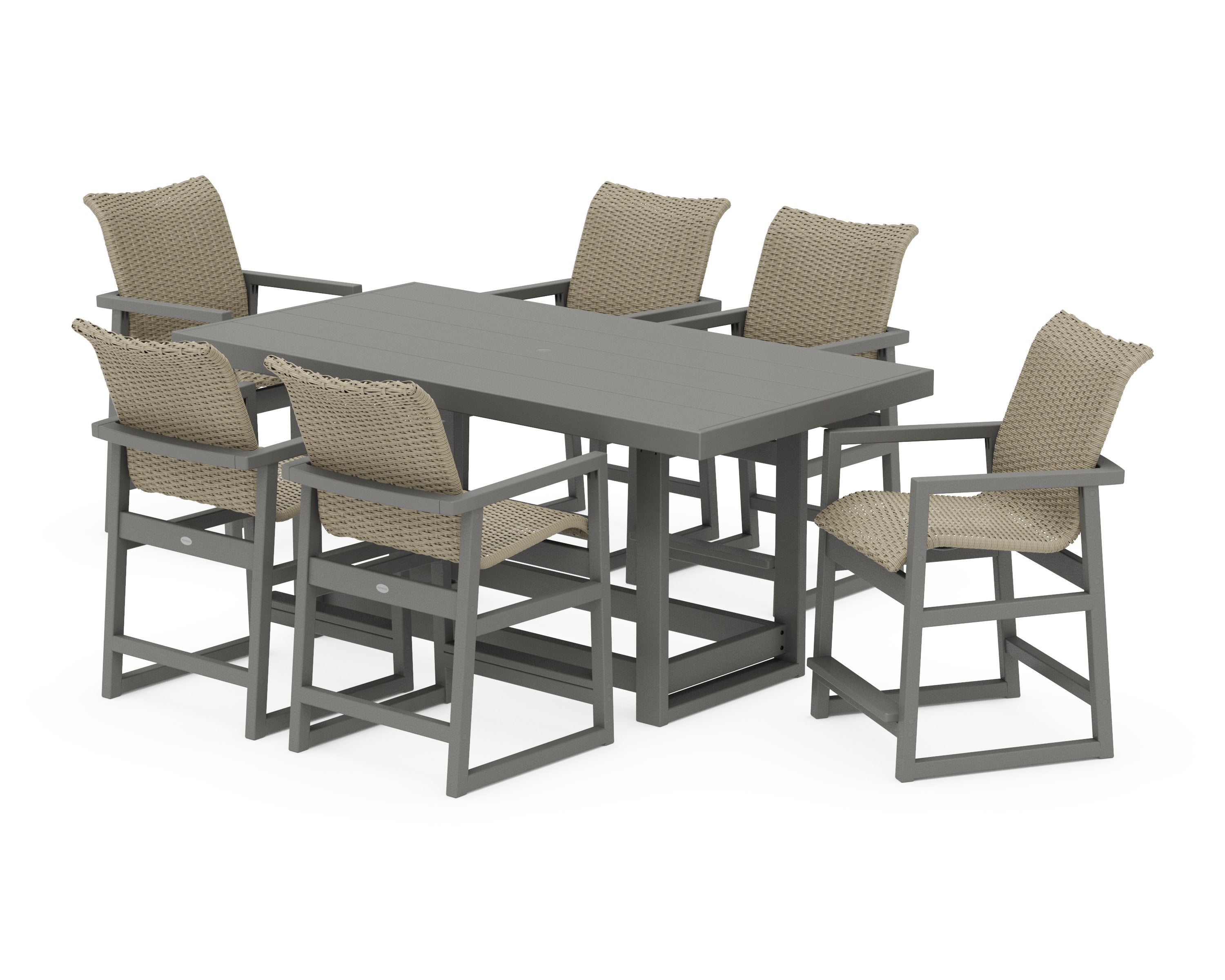 EDGE Woven Arm Chair 7-Piece Counter Set