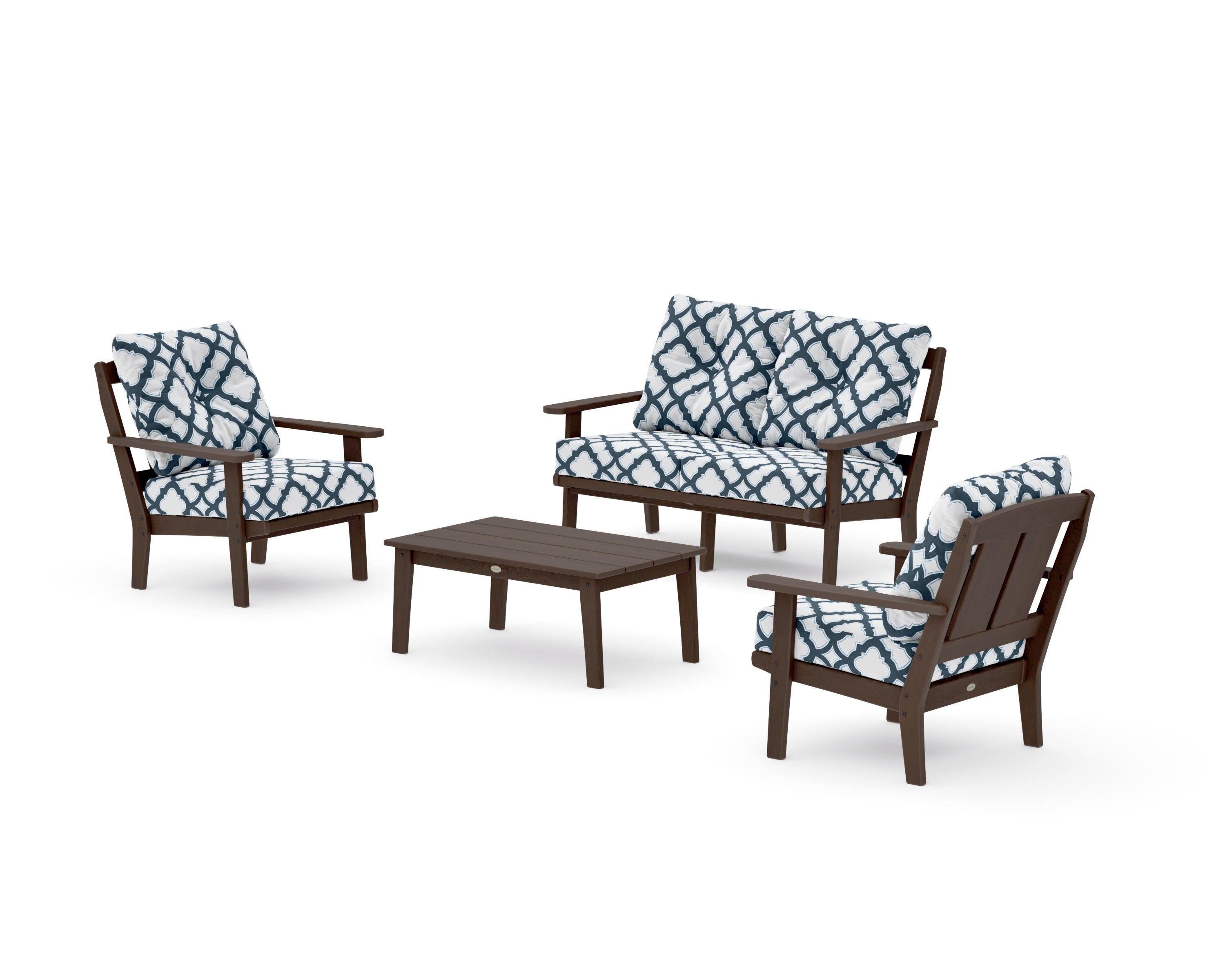 Mission 4-Piece Deep Seating Set with Loveseat in Kona / Trellis Marine Indigo
