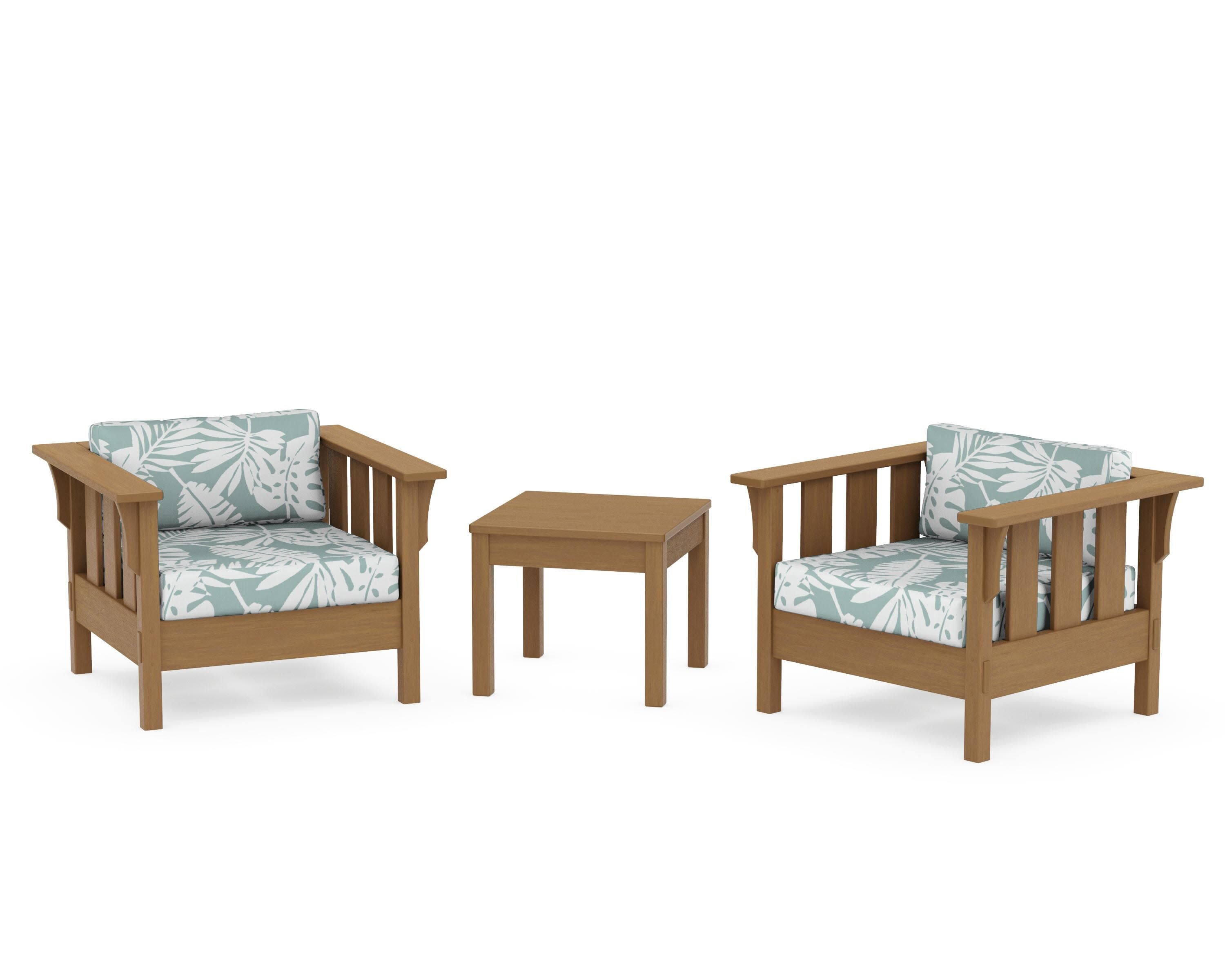 Acadia 3-Piece Deep Seating Set in Natural / Leaf Glacier Spa