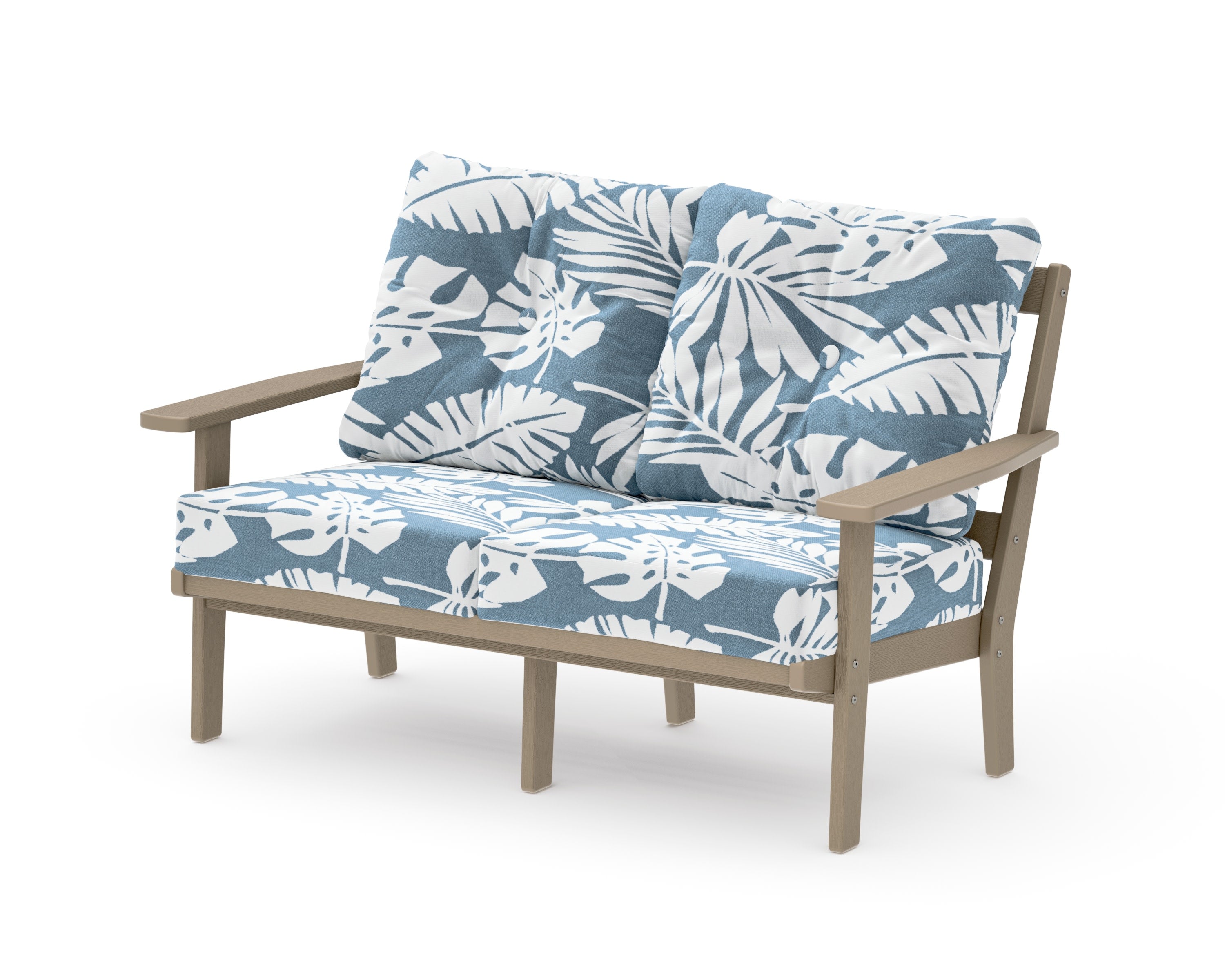 Oxford Deep SeatingLoveseat in Vintage Sahara / Leaf Sky Blue