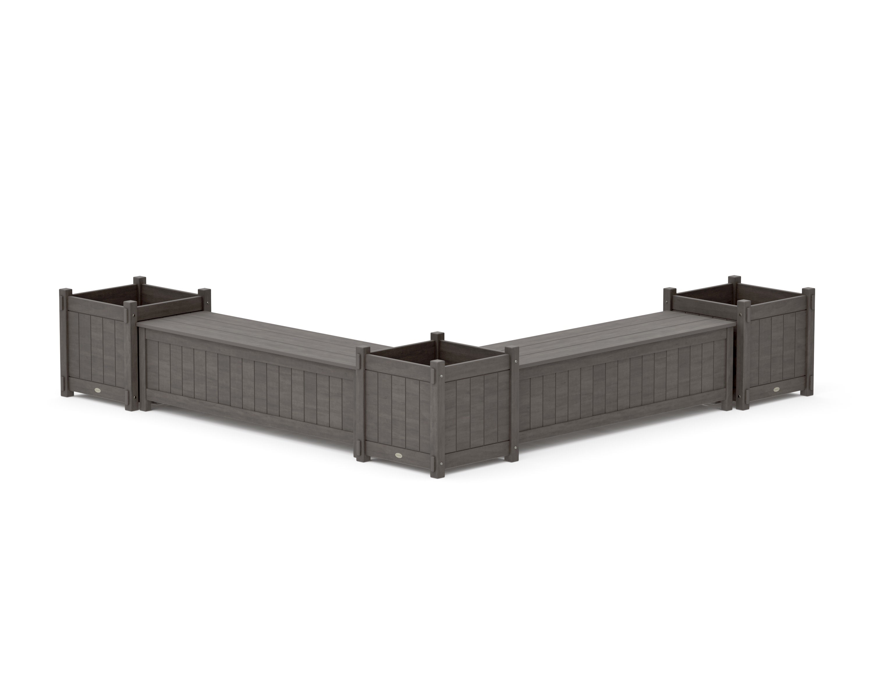 60" Vineyard L- Shaped Planter Storage Bench Corner Set- Large in Driftwood