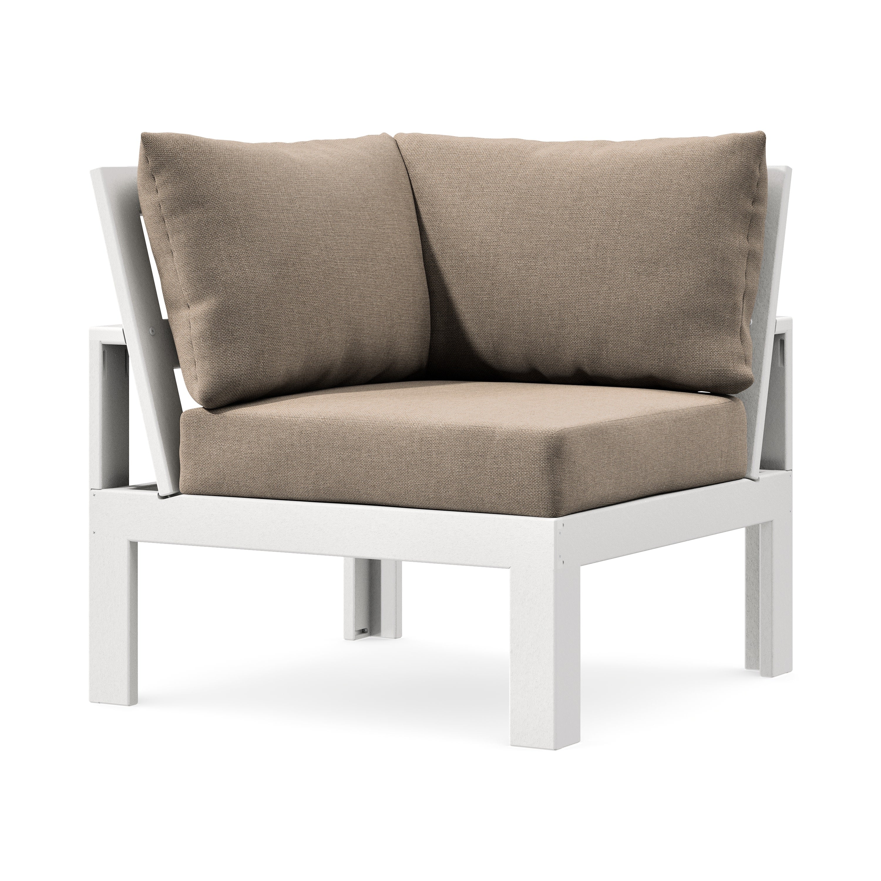 Modular Corner Chair in White / Spiced Burlap