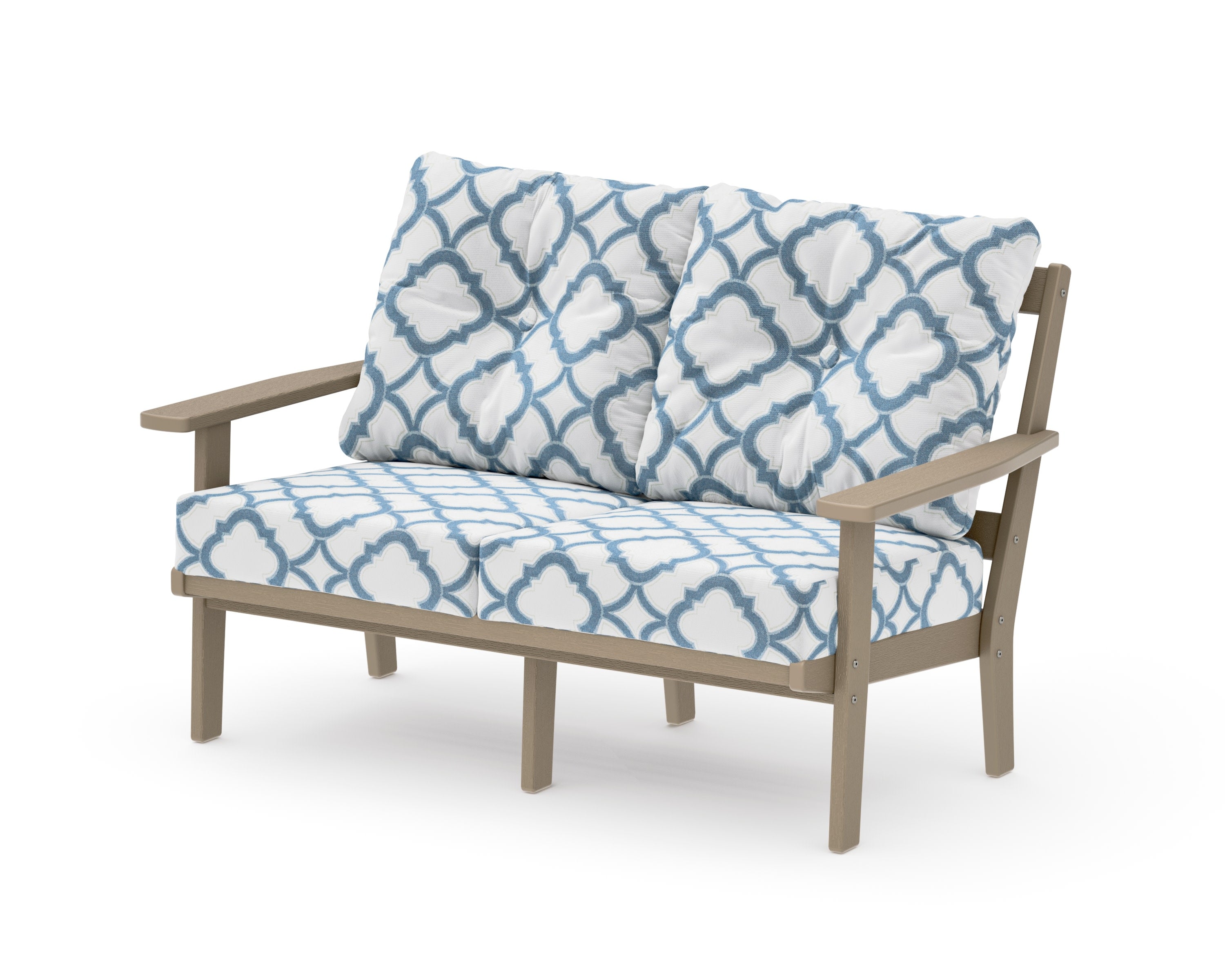 Oxford Deep SeatingLoveseat in Vintage Sahara / Trellis Sky Blue