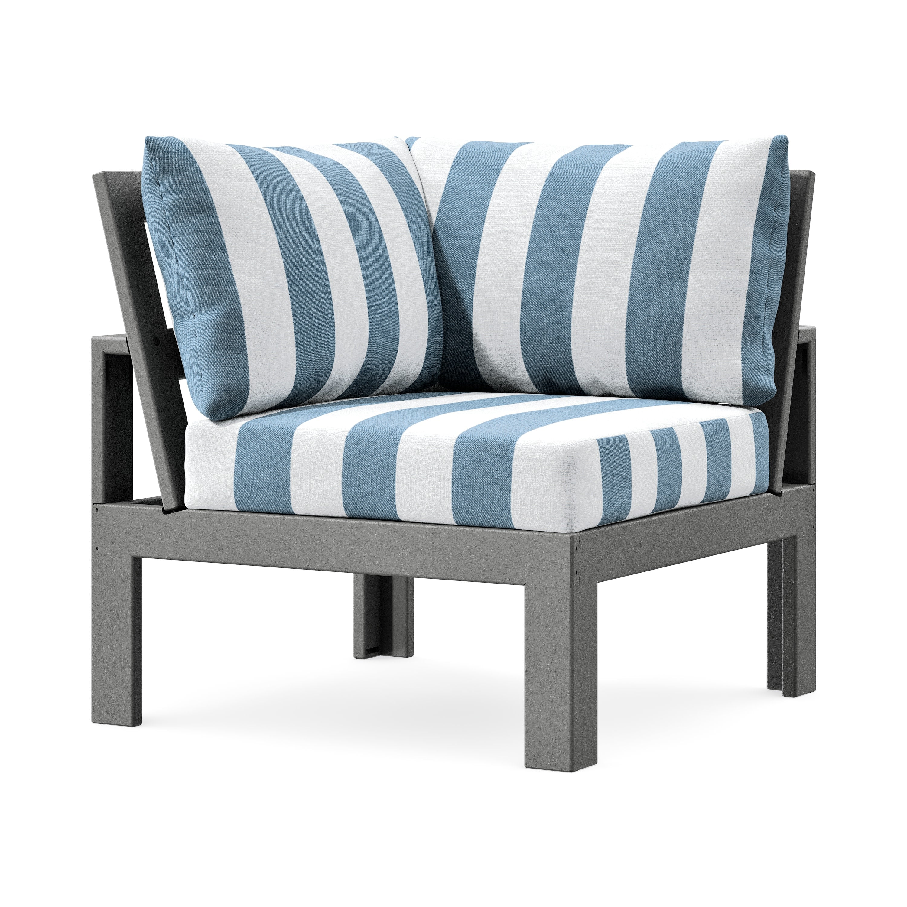 Modular Corner Chair in Slate Grey / Cabana Stripe Sky Blue