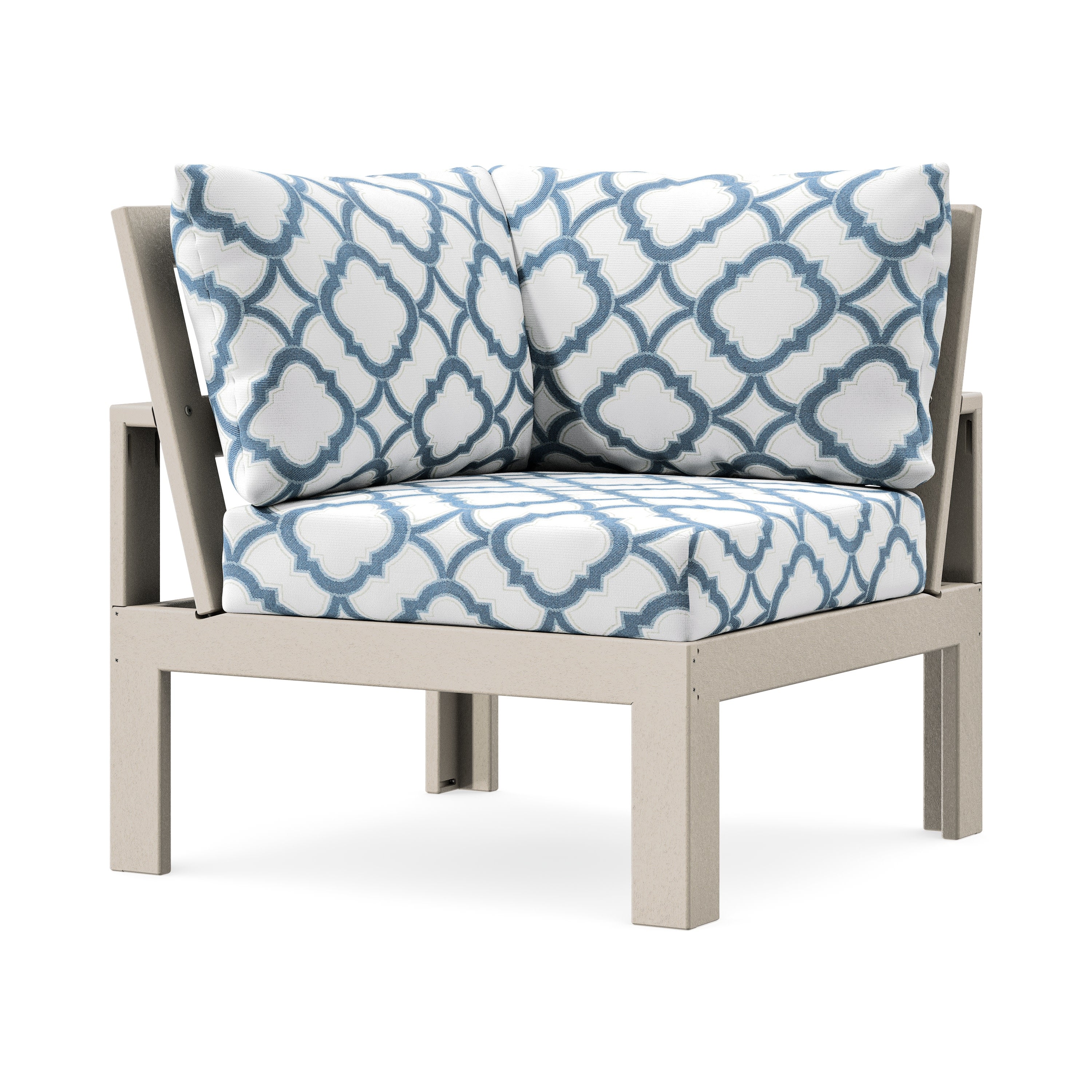 Modular Corner Chair in Sand / Trellis Sky Blue