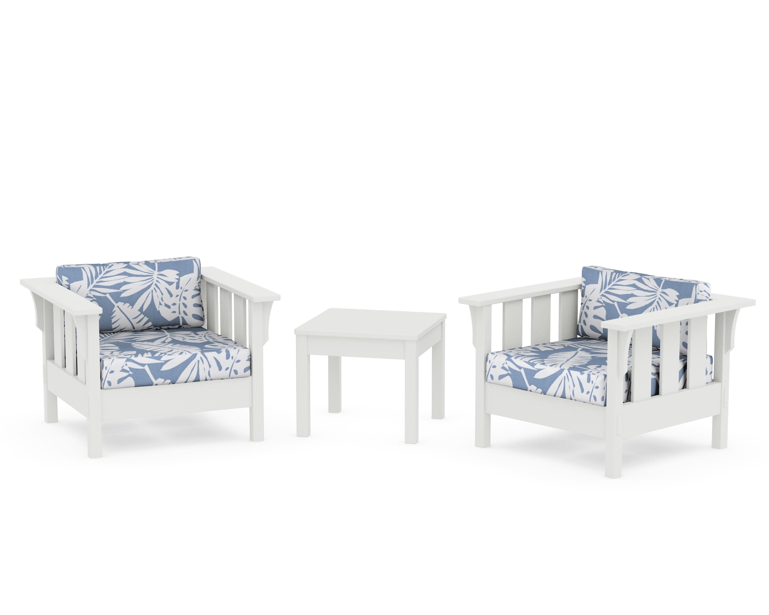 Acadia 3-Piece Deep Seating Set in Vintage White / Leaf Sky Blue
