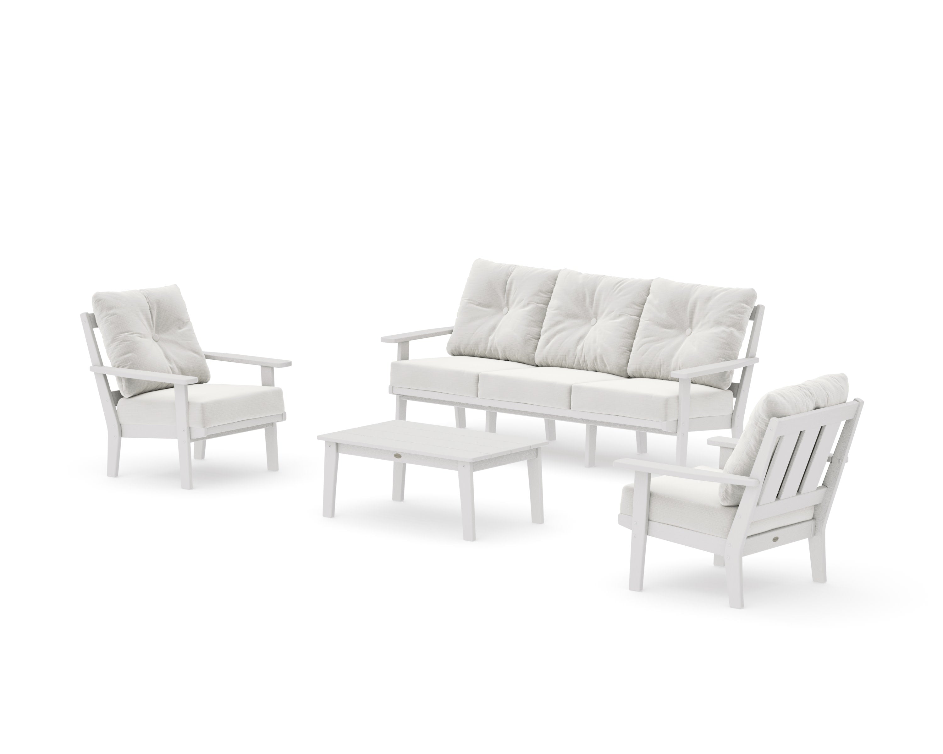 Oxford 4-Piece Deep Seating Set with Sofa in Vintage White / Natural Linen