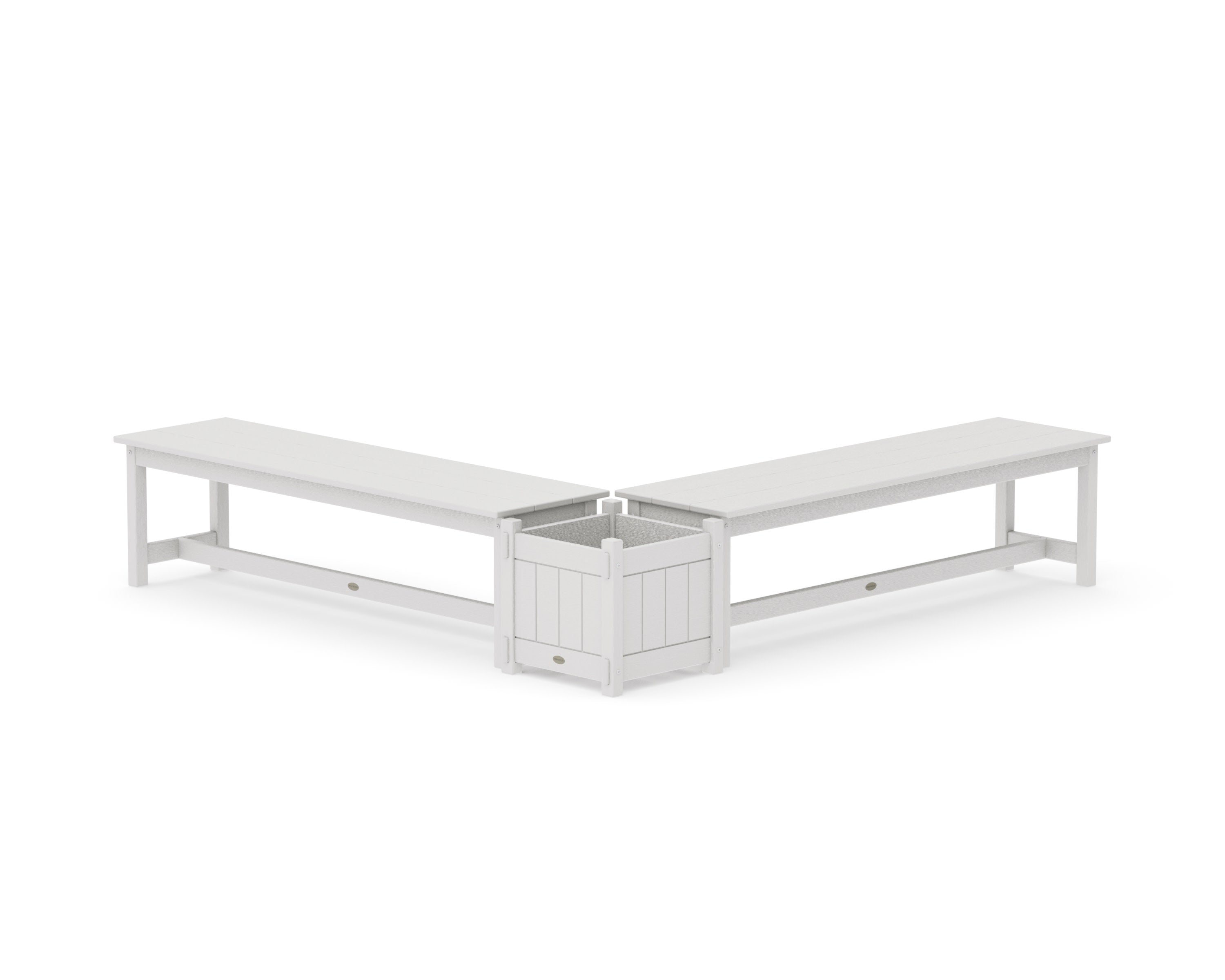 60" Vineyard L- Shaped Planter Bench Set in Vintage White