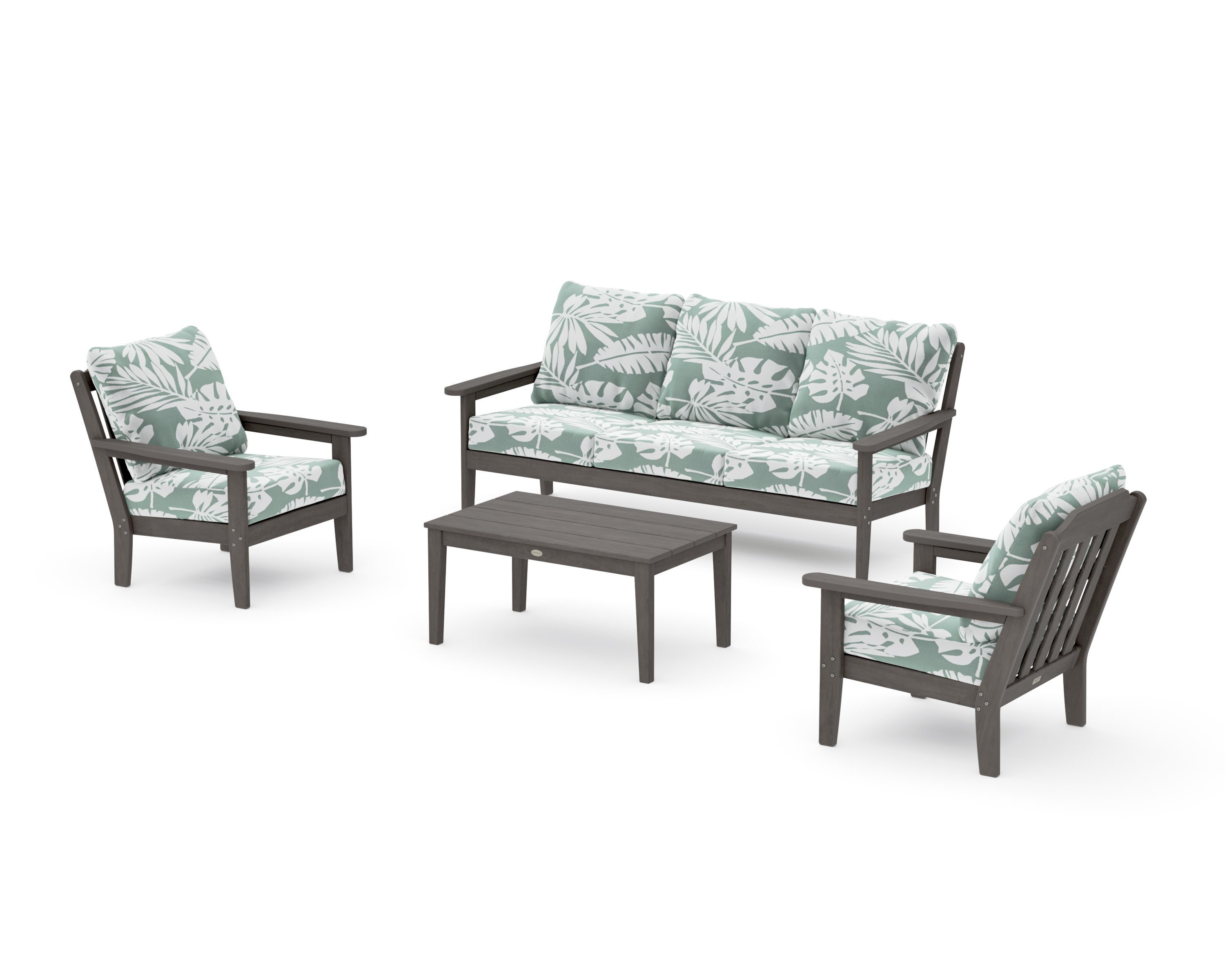 Cottage 4-Piece Deep Seating Set with Sofa in Driftwood / Leaf Glacier Spa