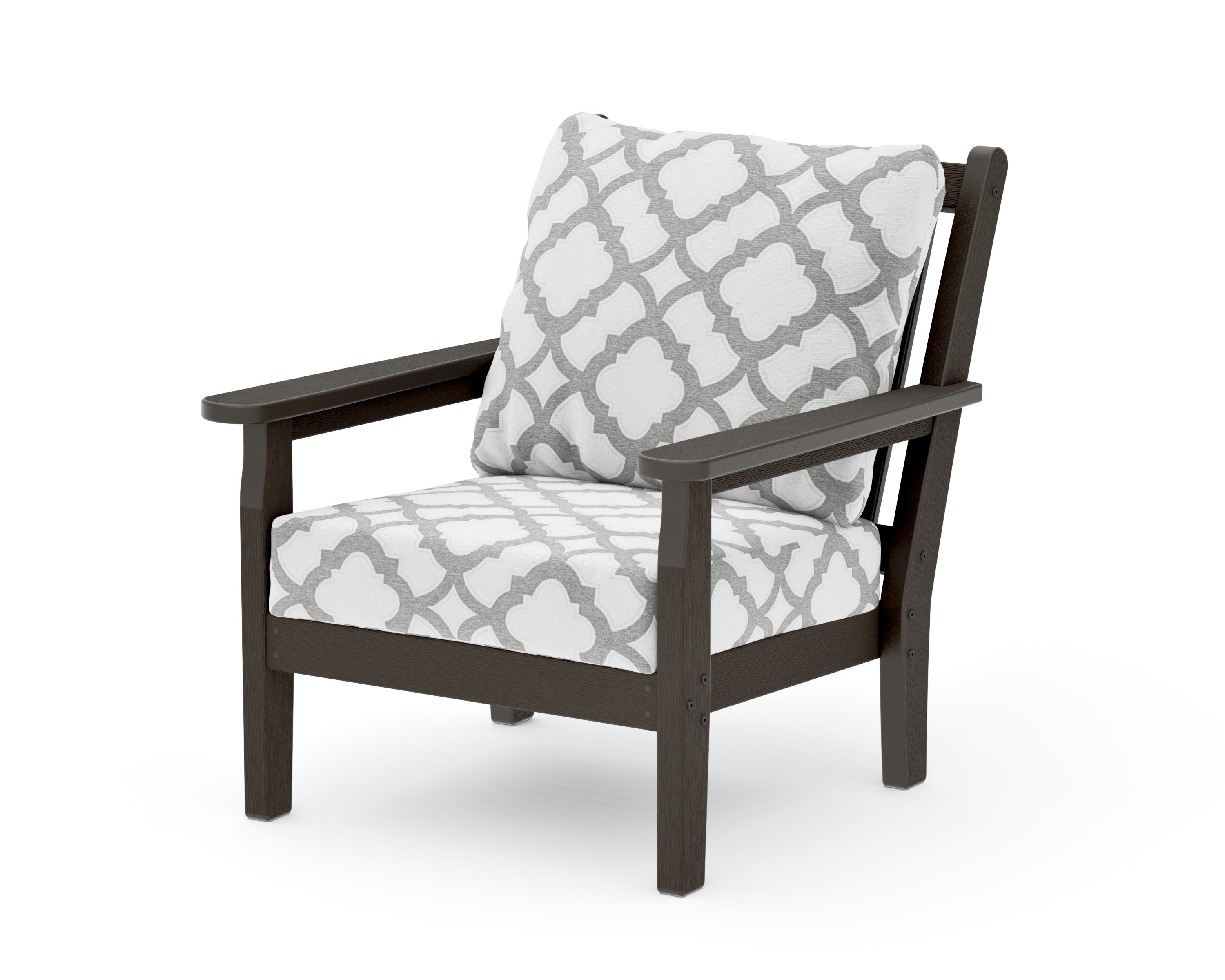 Chippendale Deep Seating Chair in Vintage Coffee / Trellis Grey Mist