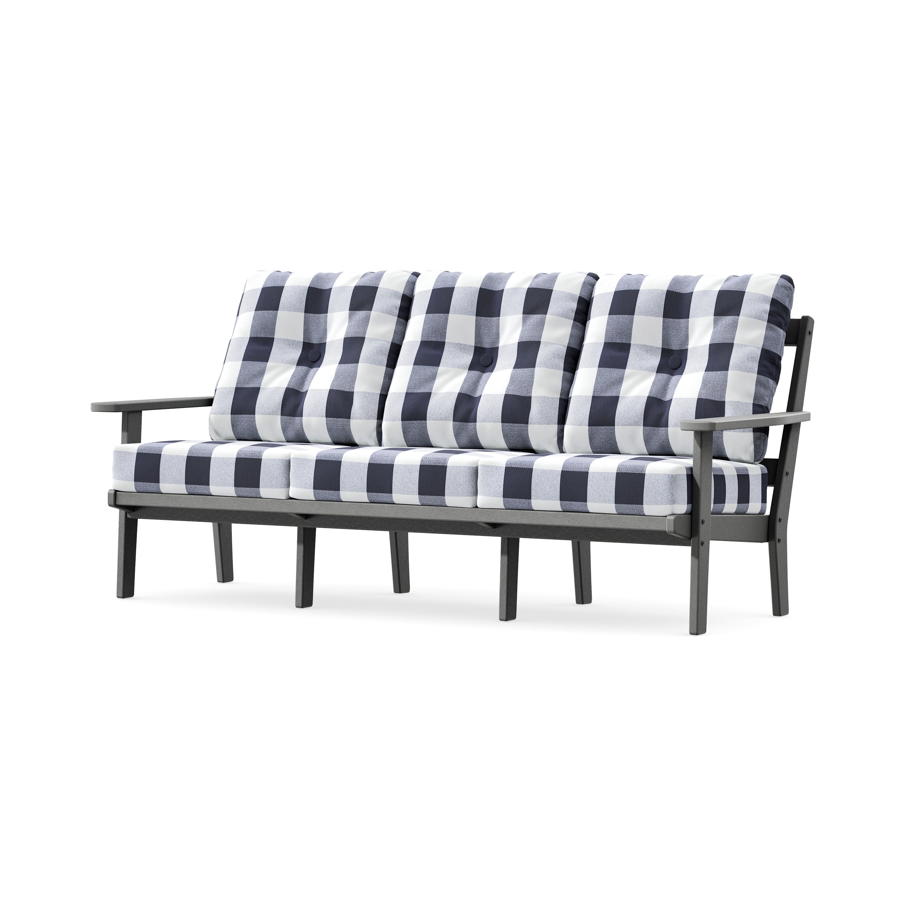 Oxford Deep Seating Sofa in Slate Grey / Buffalo Plaid Navy