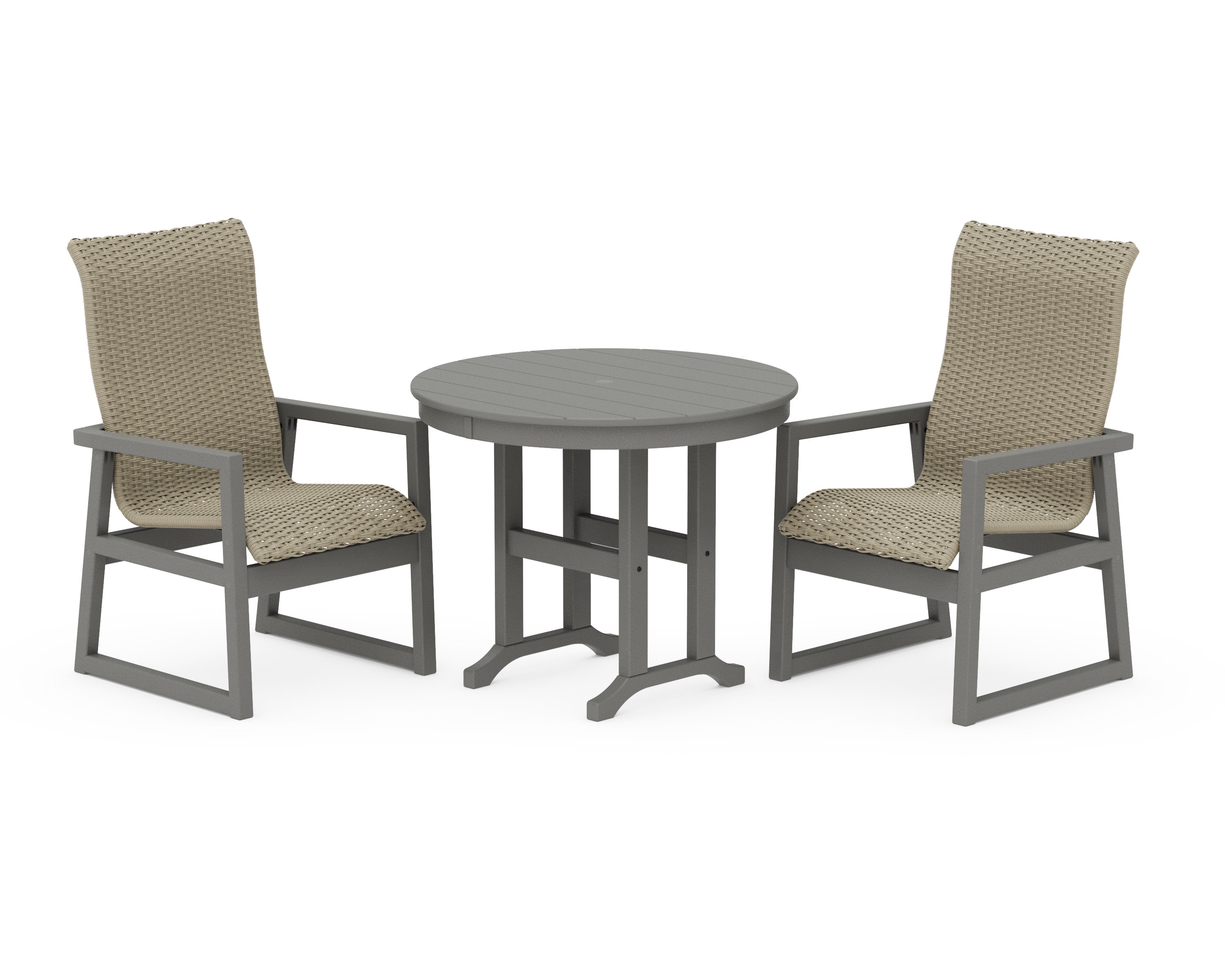 EDGE Woven Highback 3-Piece Farmhouse Dining Set