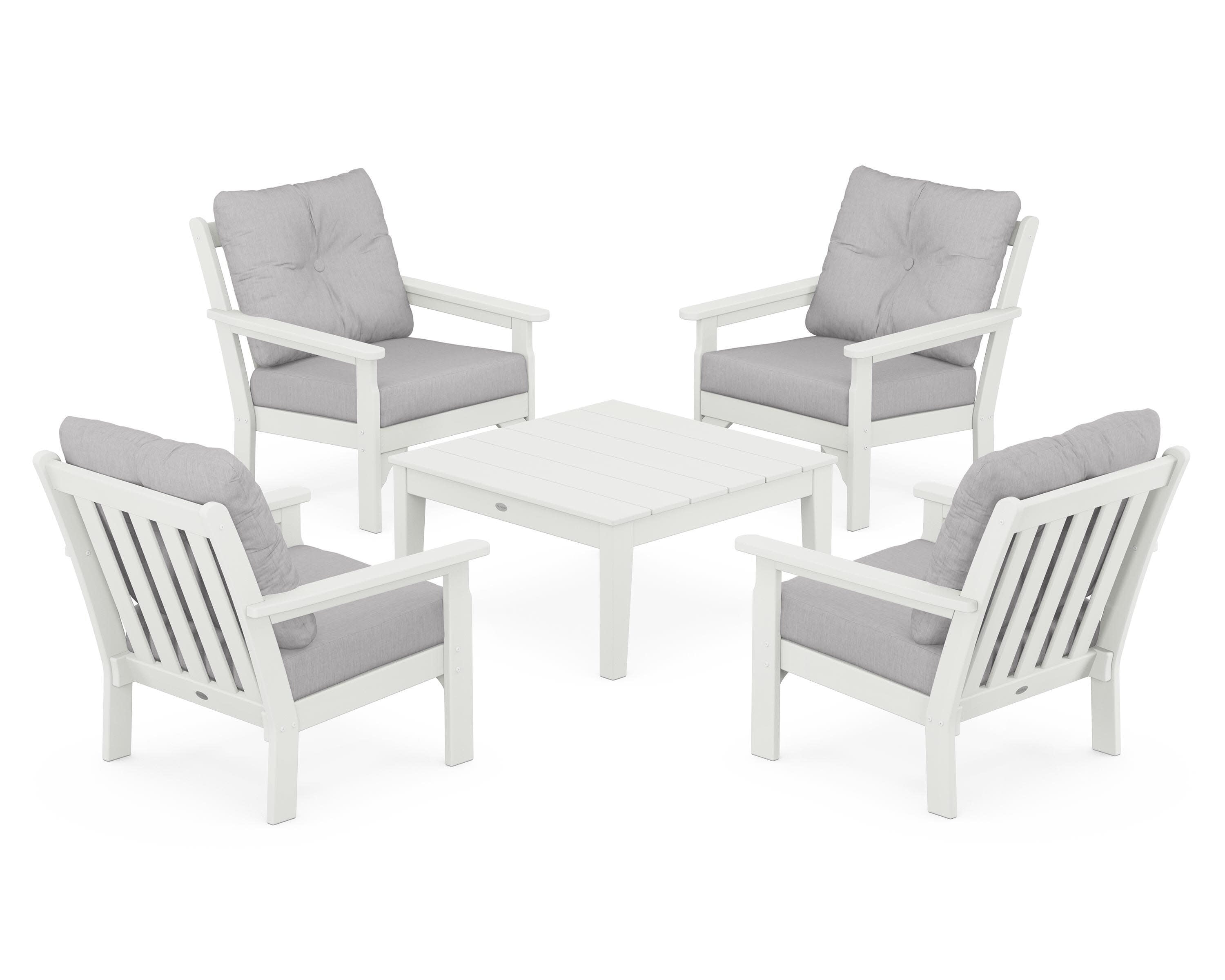 Vineyard 5-Piece Deep Seating Conversation Set in Vintage White / Granite