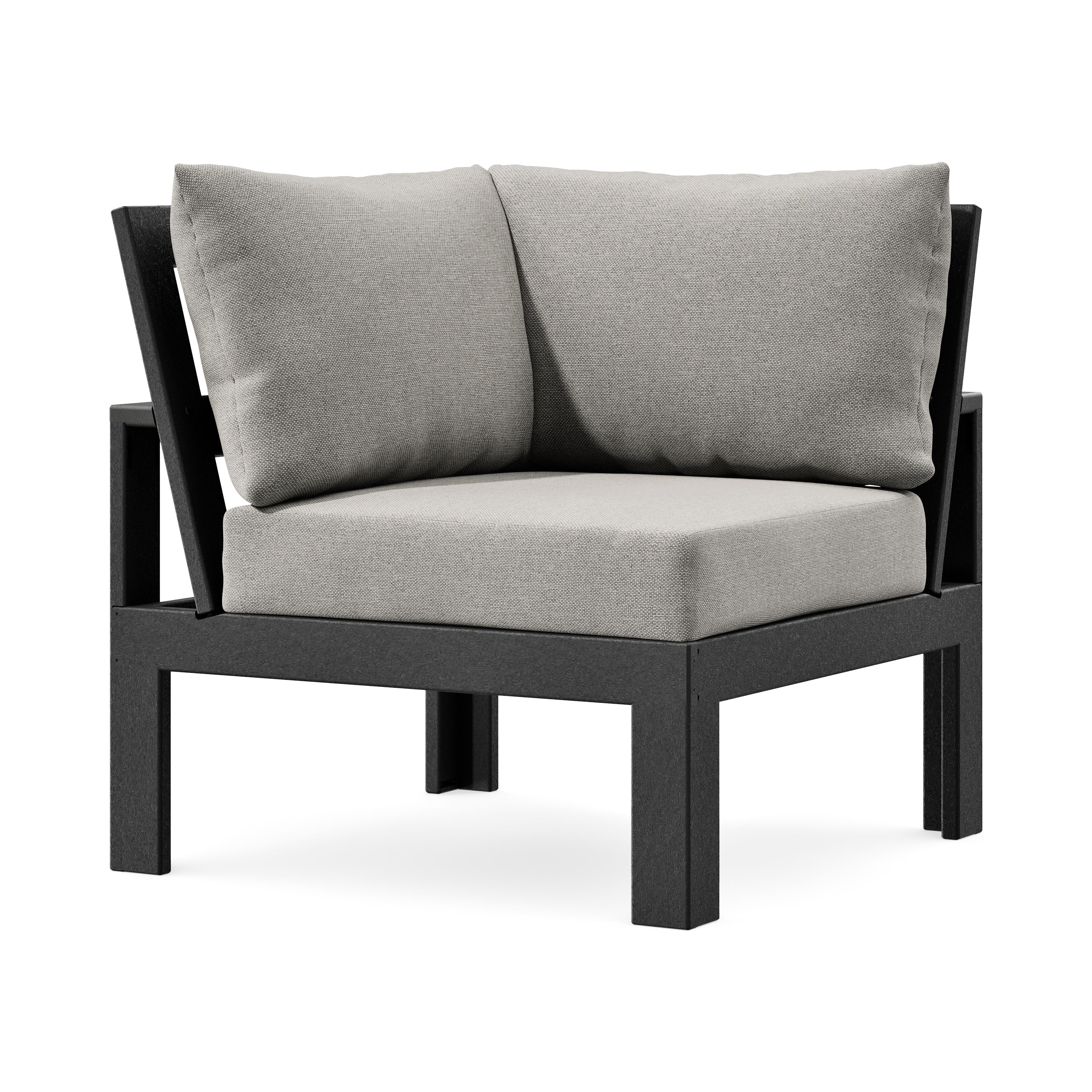 Modular Corner Chair in Black / Weathered Tweed