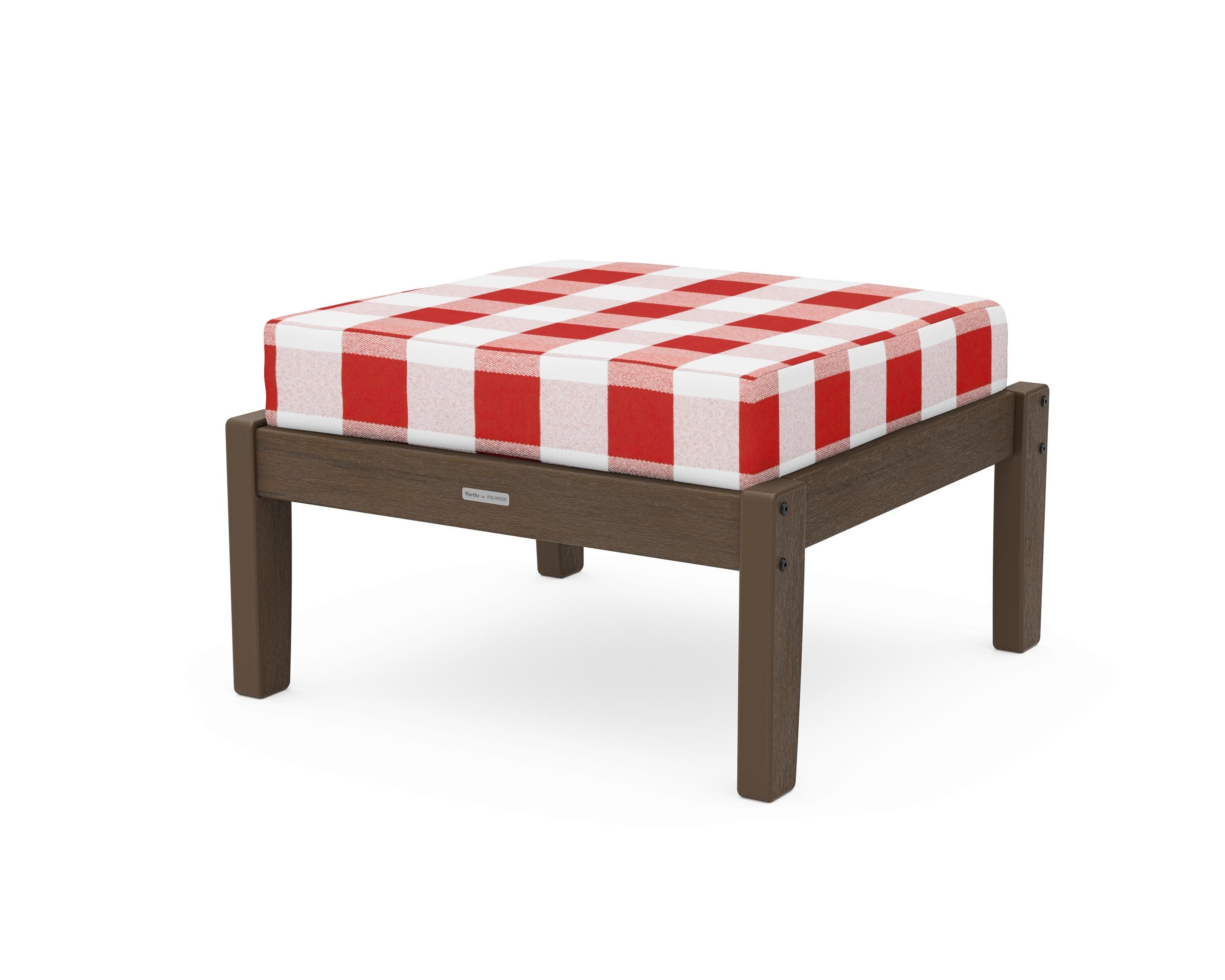 Chinoiserie Deep Seating Ottoman in Kona / Buffalo Plaid Crimson