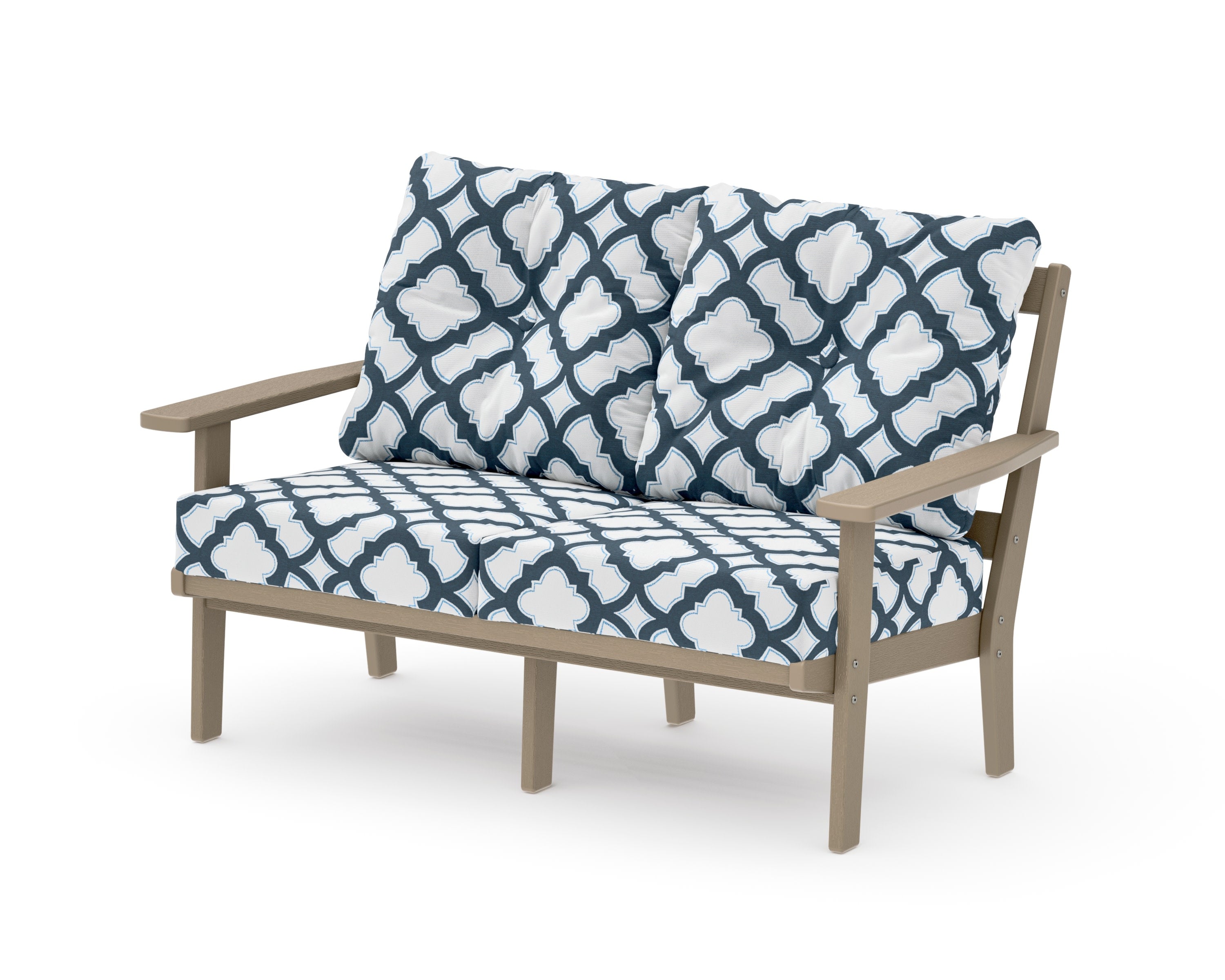 Oxford Deep SeatingLoveseat in Vintage Sahara / Trellis Marine Indigo
