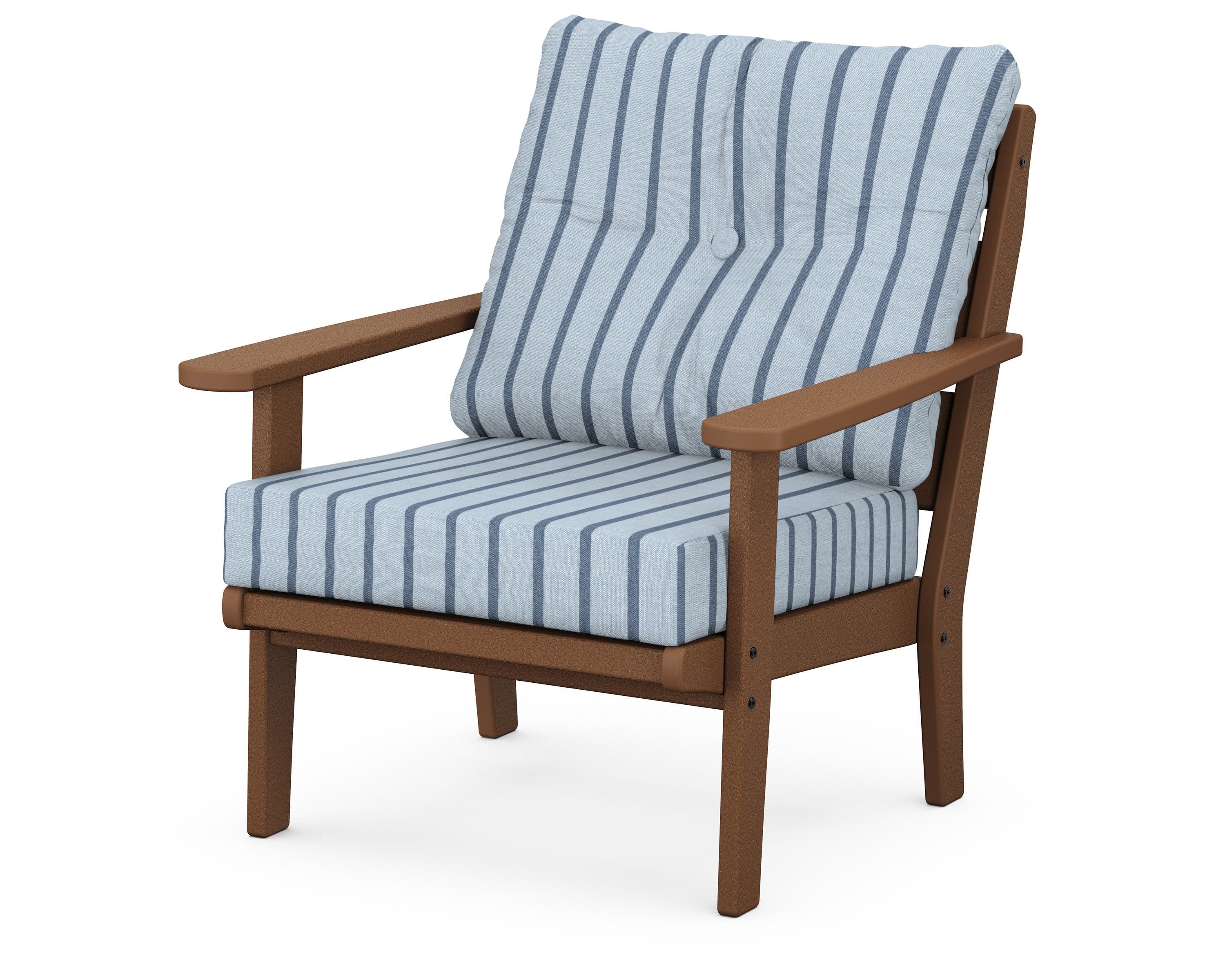 Lakeside Deep Seating Chair in Teak / Unwind Sky