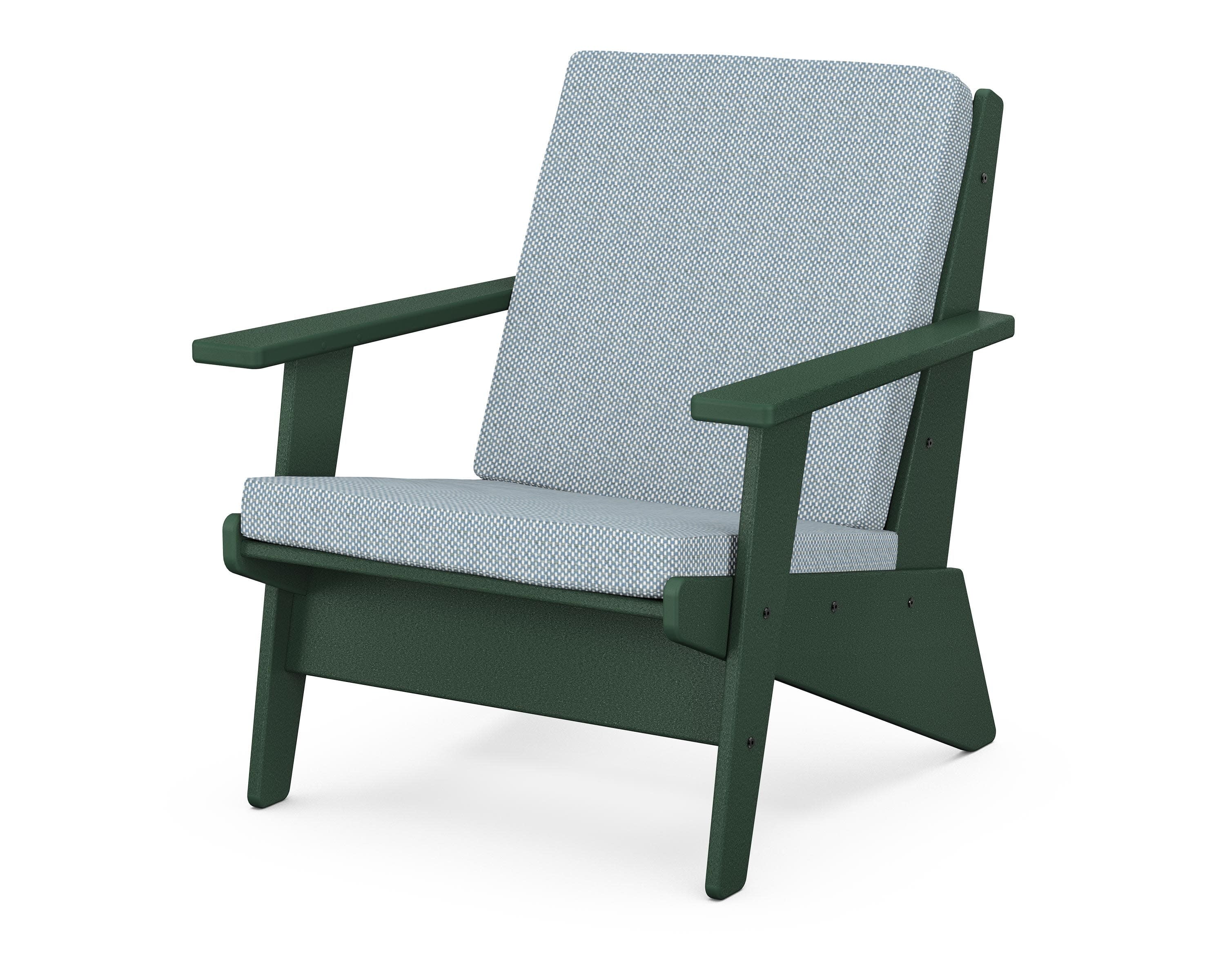 Riviera Modern Lounge Chair in Green / Exhale Sky