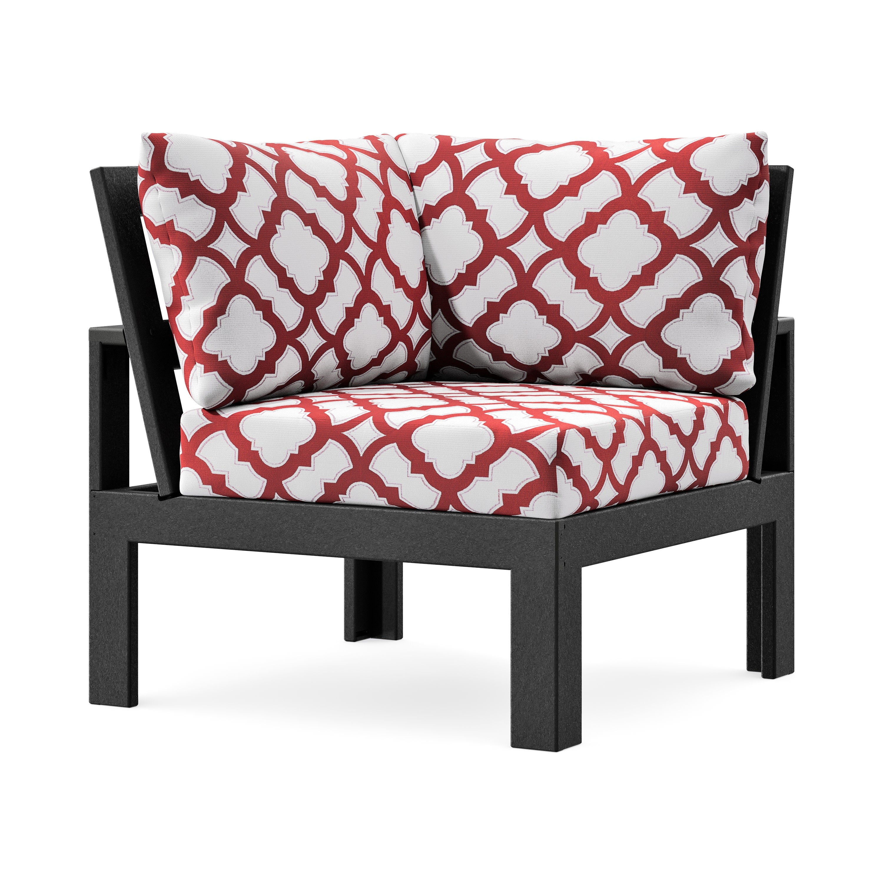 Modular Corner Chair in Black / Trellis Crimson
