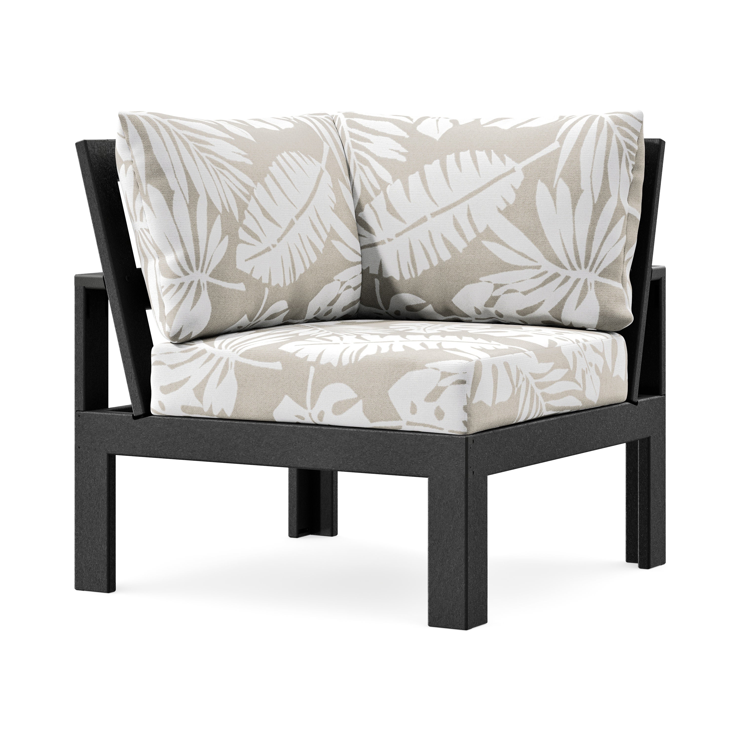 Modular Corner Chair in Black / Leaf Dune Burlap