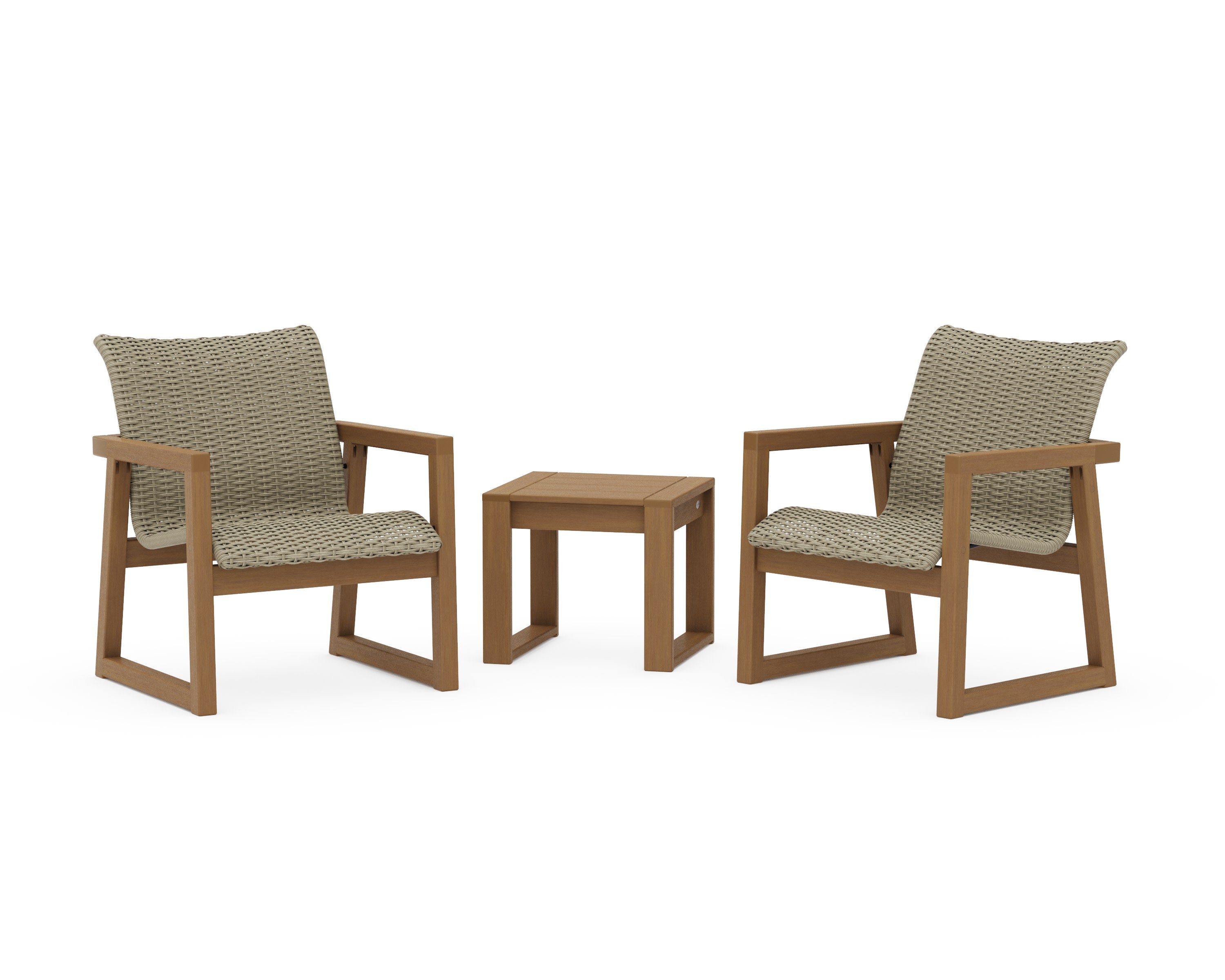 EDGE Woven 3-Piece Lounge Chair Seating Set in Natural / Dune Grass