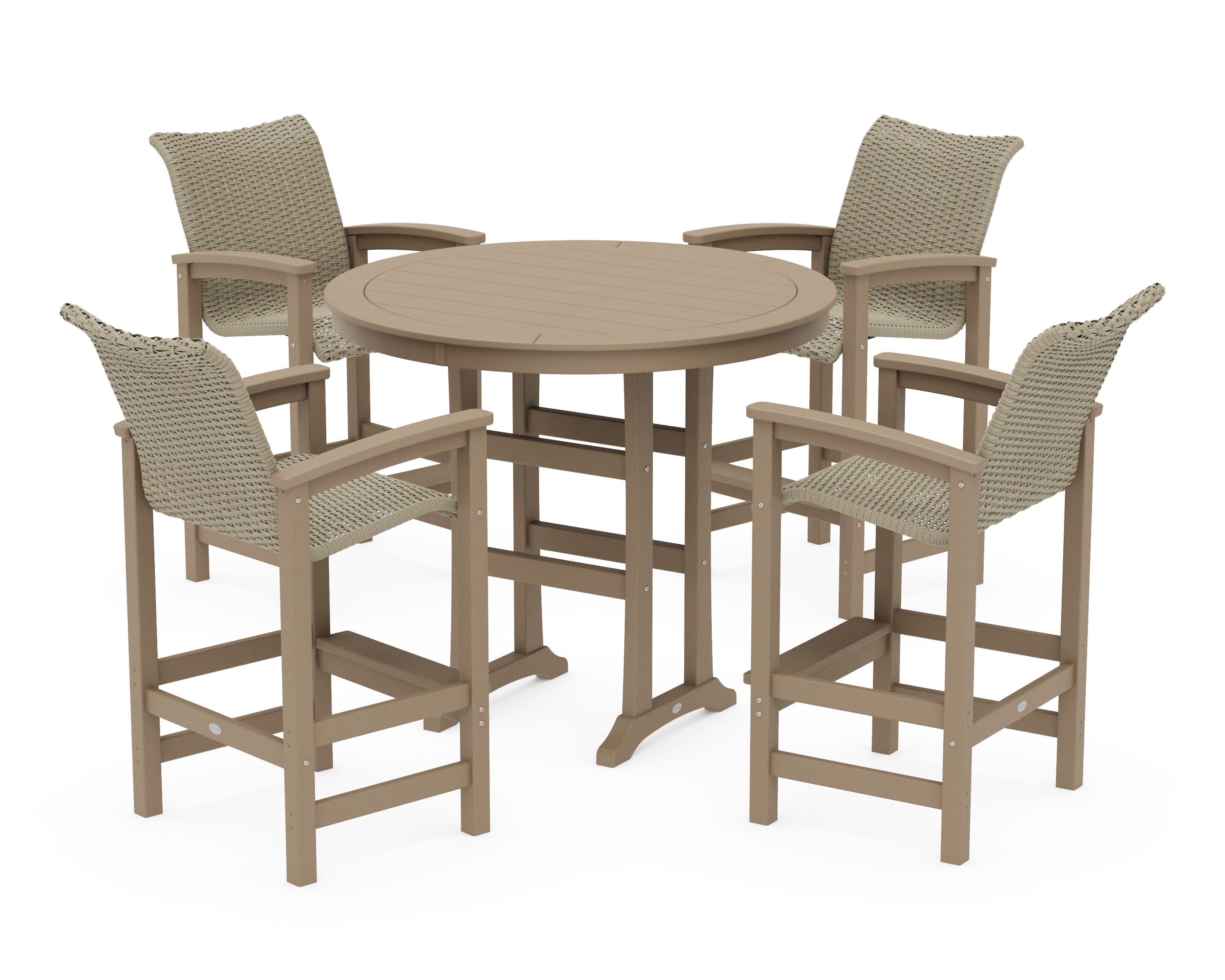 Coastal Woven 5-Piece Round Bar Set in Vintage Sahara / Dune Grass
