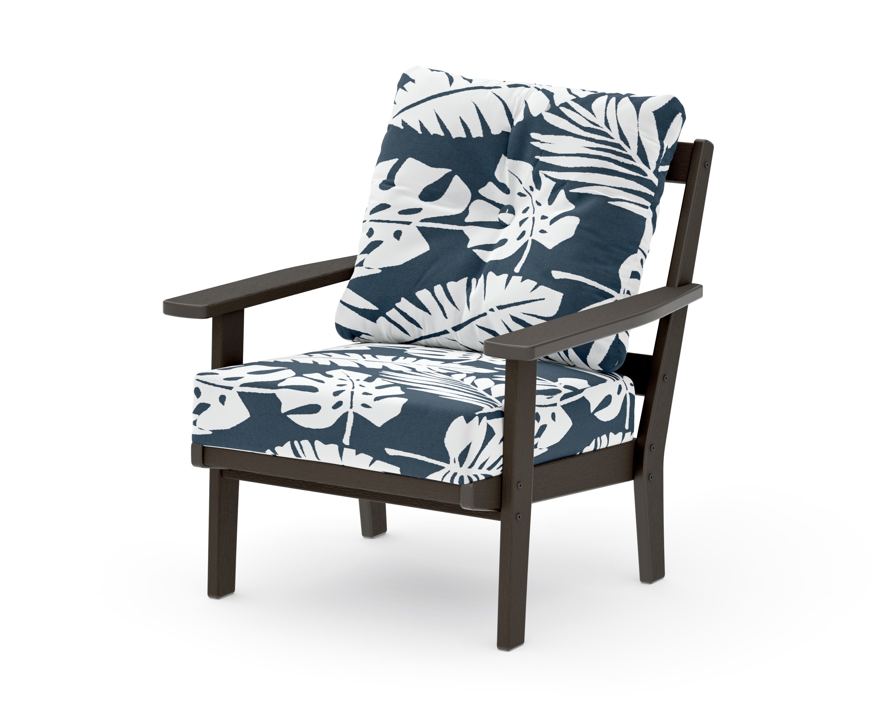 Oxford Deep Seating Chair in Vintage Coffee / Leaf Marine Indigo
