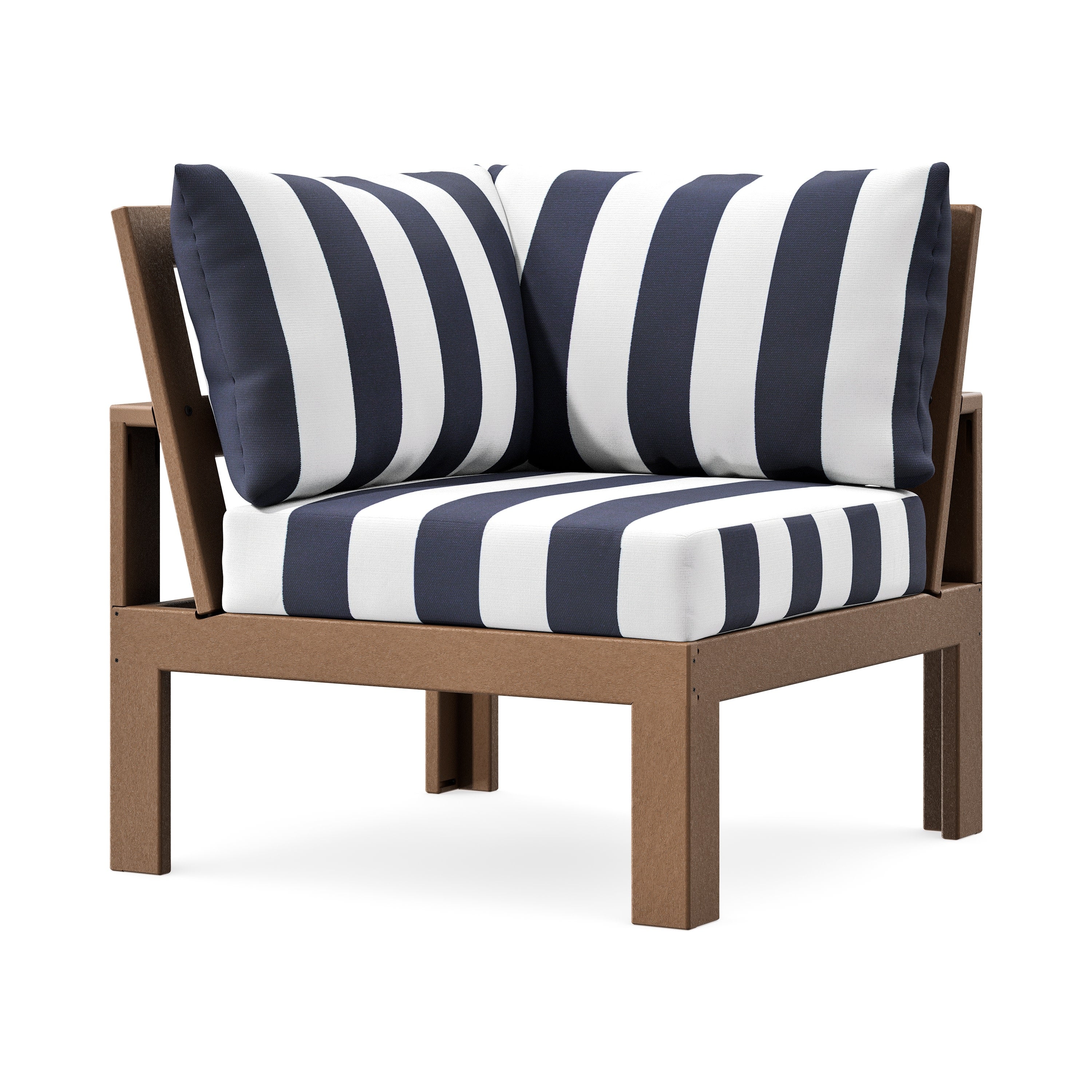 Modular Corner Chair in Teak / Cabana Stripe Navy