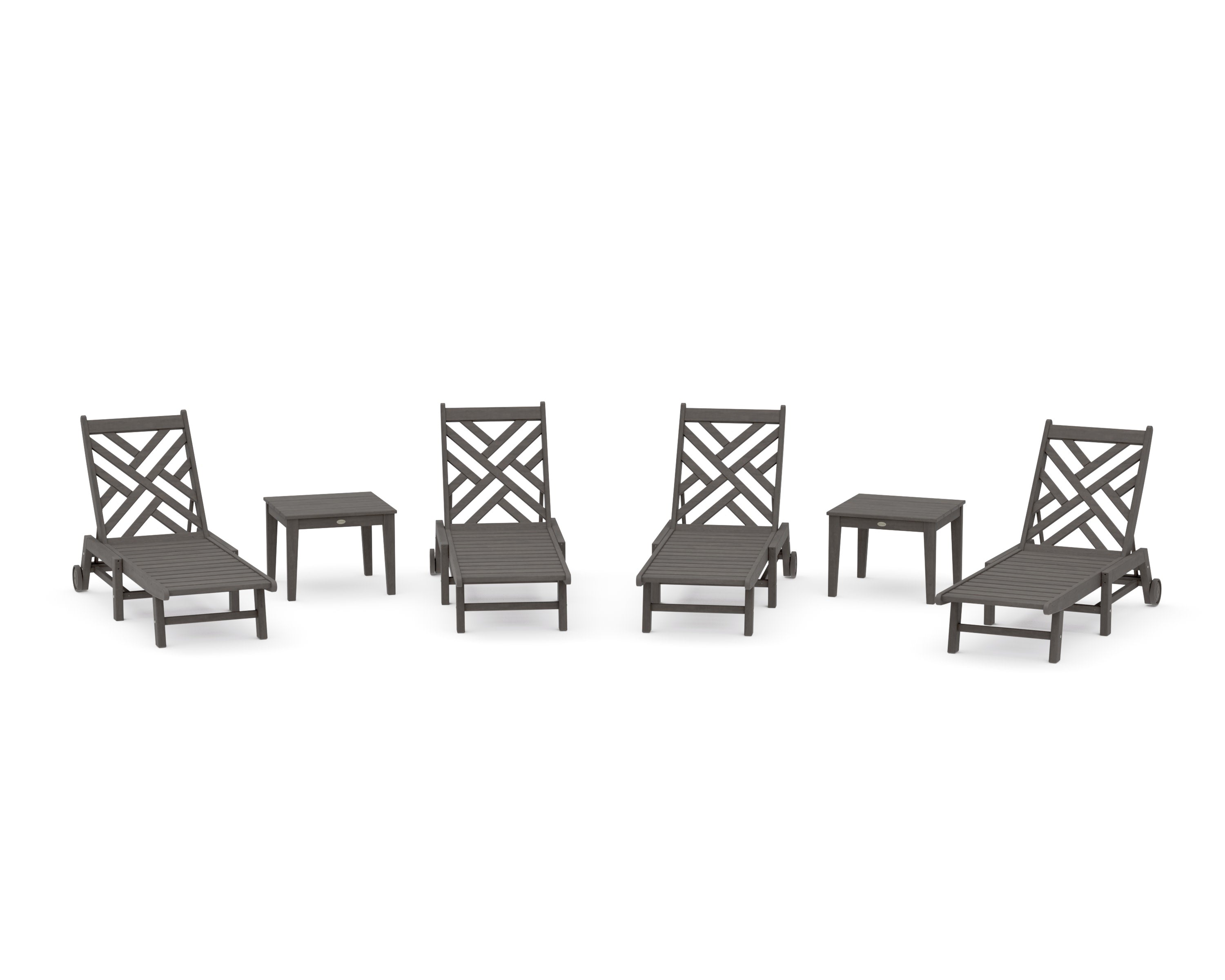 Chippendale 6-Piece Chaise Set with Wheels in Driftwood